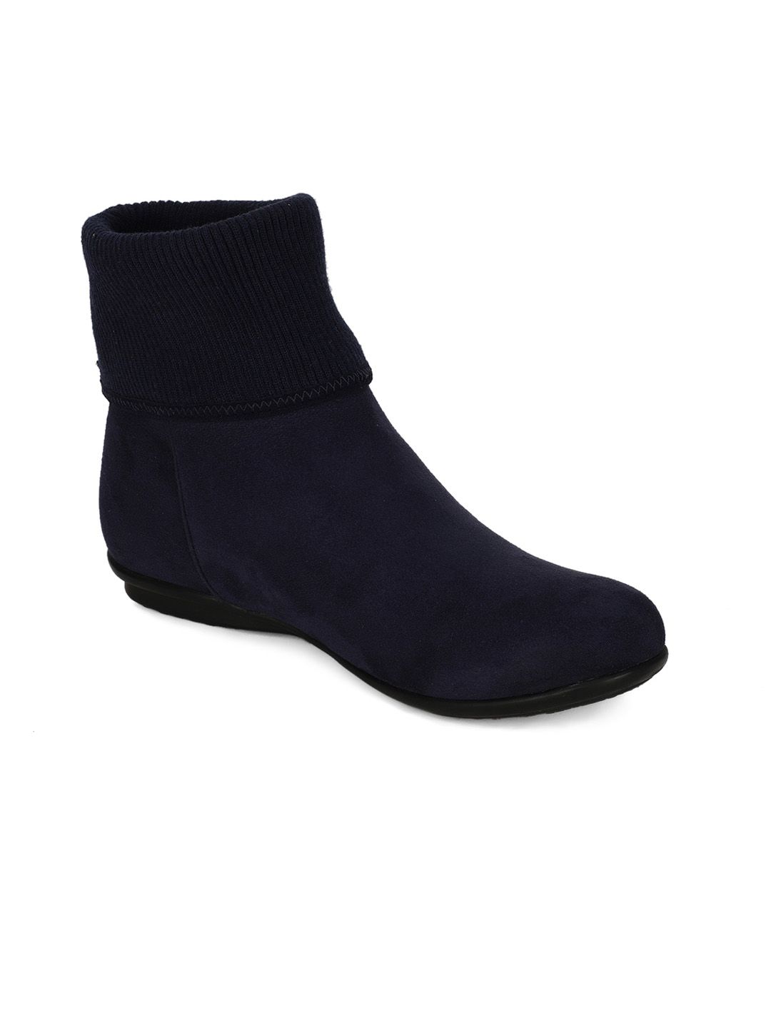 Bruno Manetti Navy Blue Suede High-Top Comfort Heeled Boots Price in India