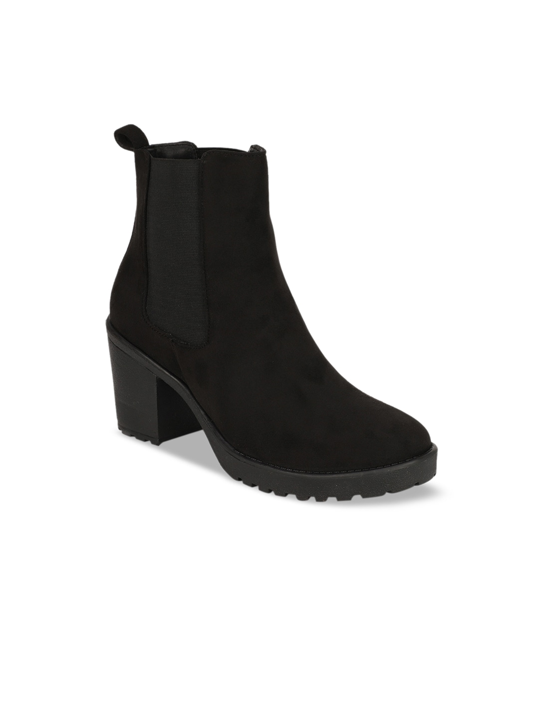 Bruno Manetti Black Suede Block Heeled Boots Price in India