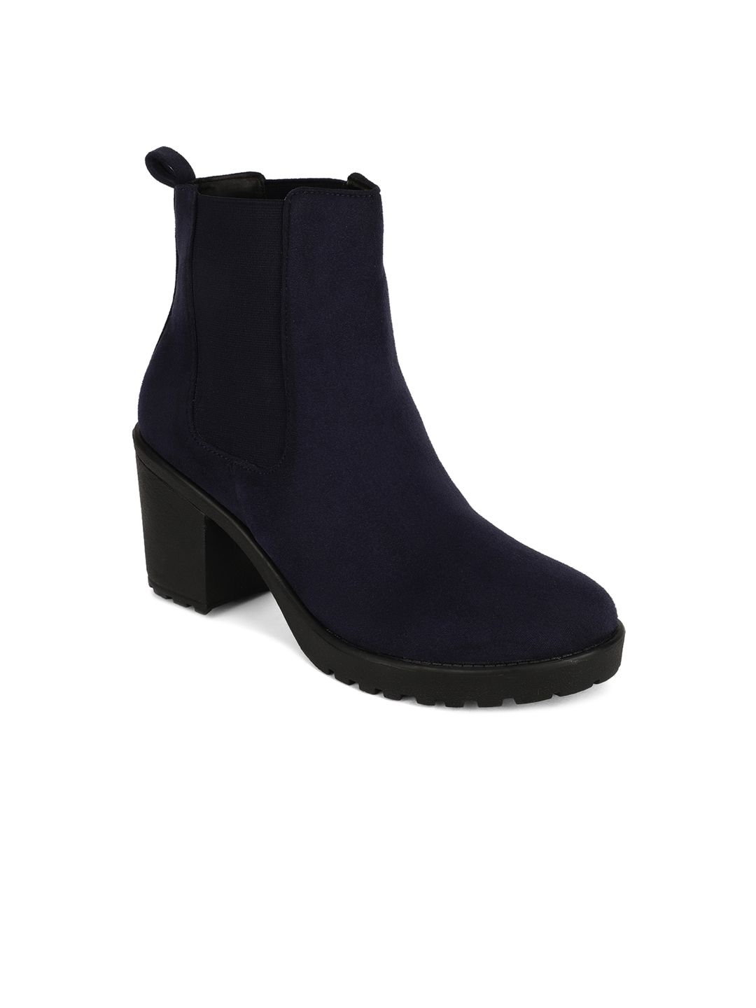 Bruno Manetti Woman Navy Blue Suede Block Heeled Boots Price in India