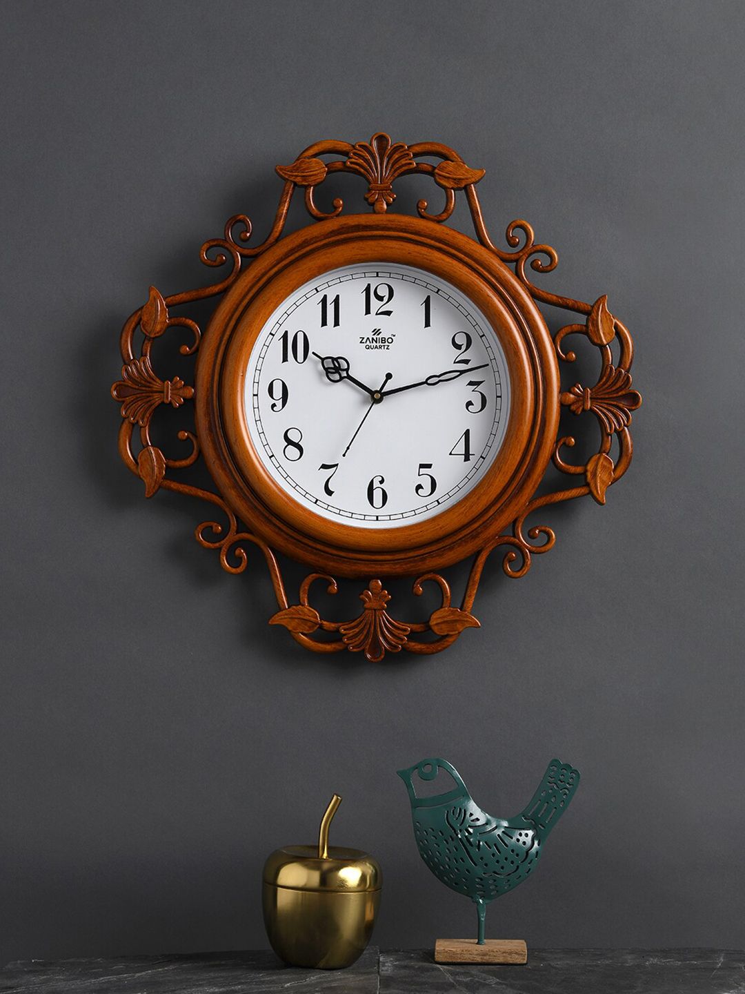 ZANIBO Brown Quirky Vintage 44 cm Wall Clock Price in India