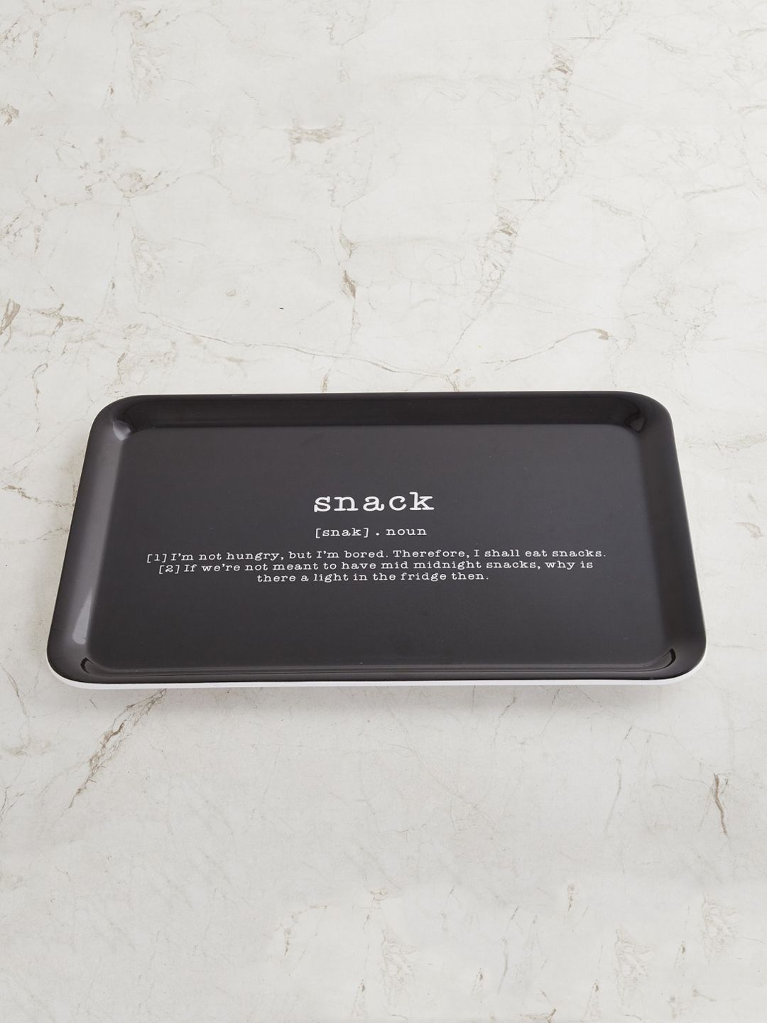 Home Centre Black & White Printed Rectangle Serving Tray Price in India