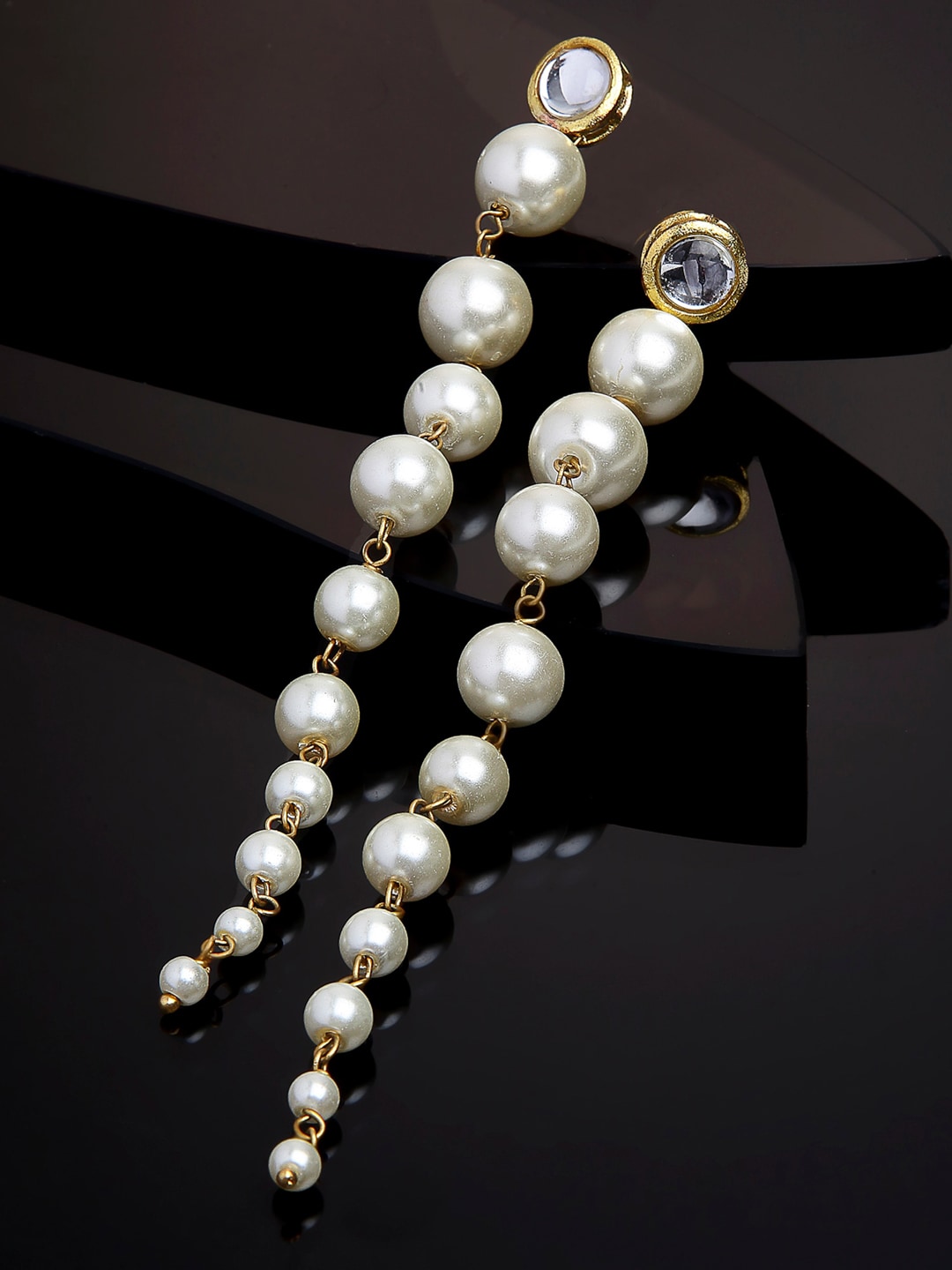 KARATCART White Classic Pearl Drop Earrings Price in India