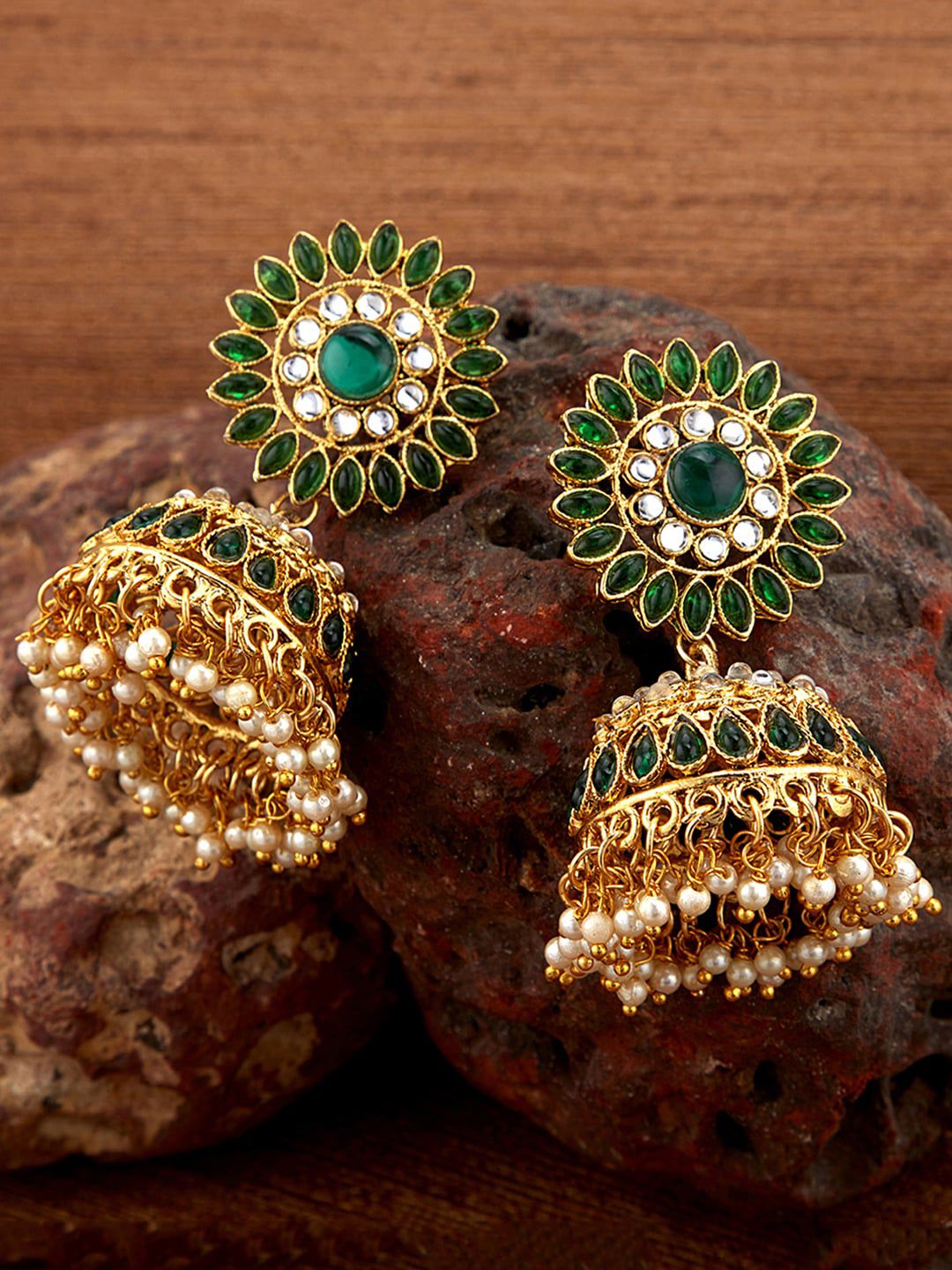 Sukkhi Green Classic Jhumkas Earrings Price in India