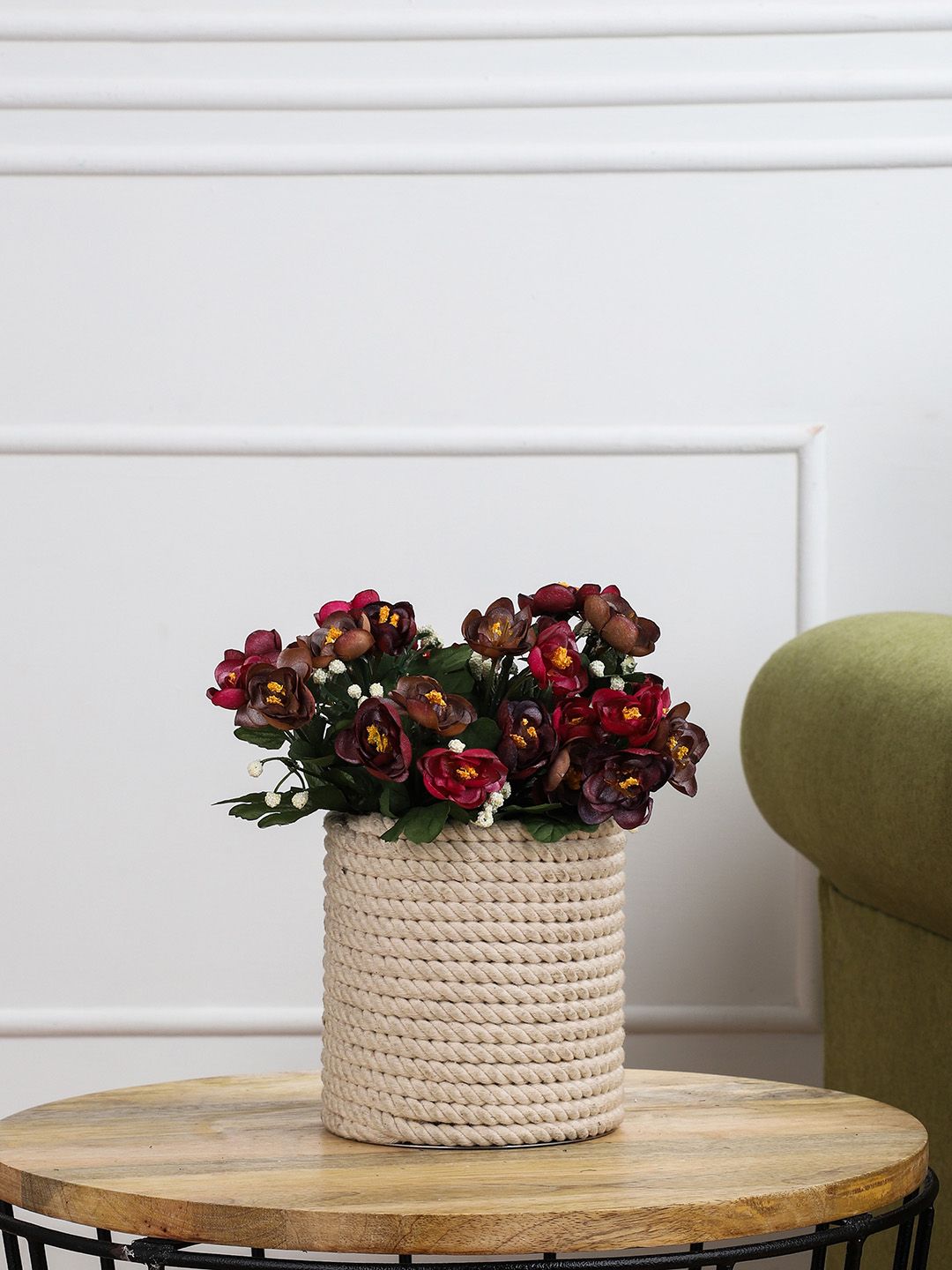 OddCroft Burgundy & Brown Set of 2 Artificial Poppy Flower Bunch Price in India