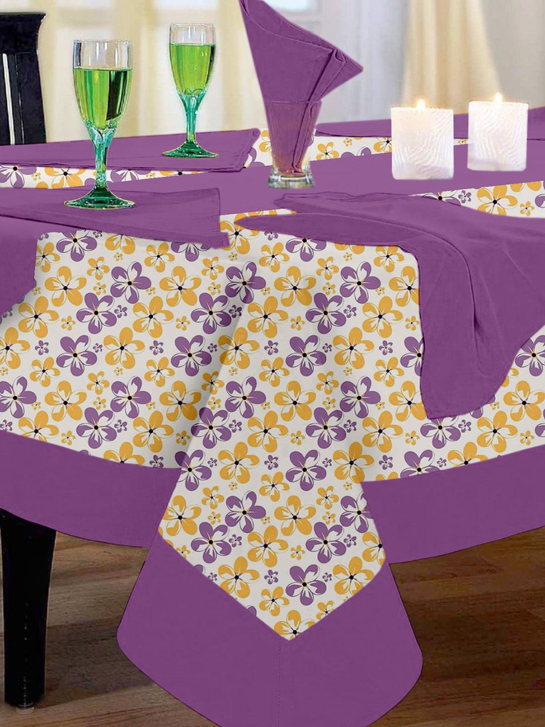 Lushomes Multi Printed 6 Seater Regular Table Linen Set Price in India