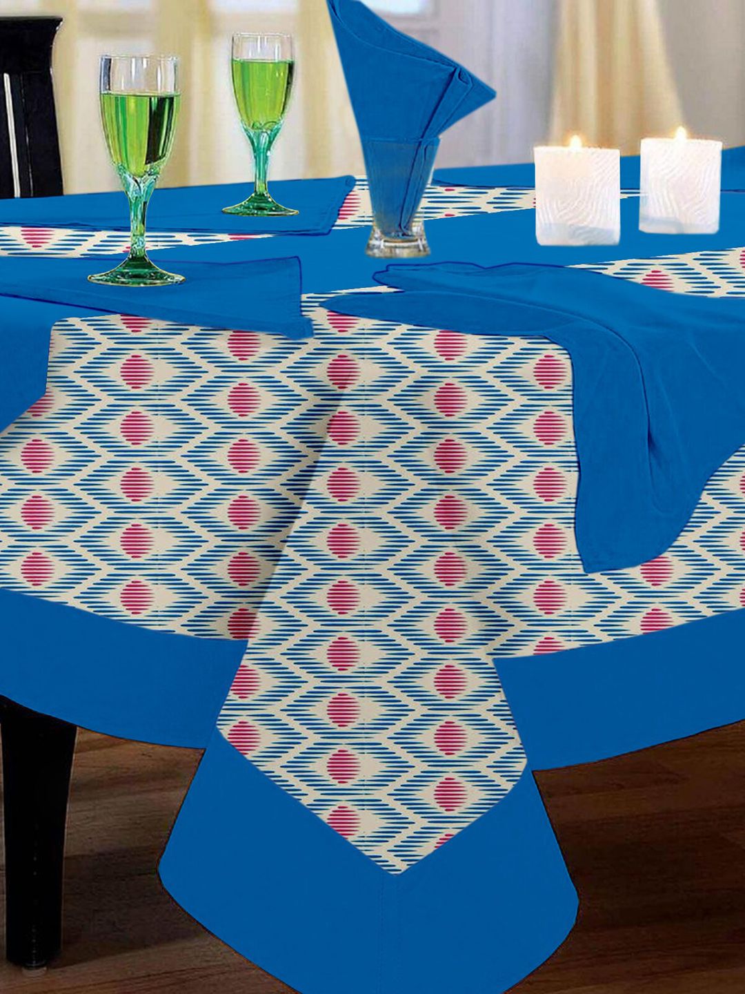 Lushomes Multi 6 Seater Printed Table Cloth Set -60 inches X 90 inches Price in India