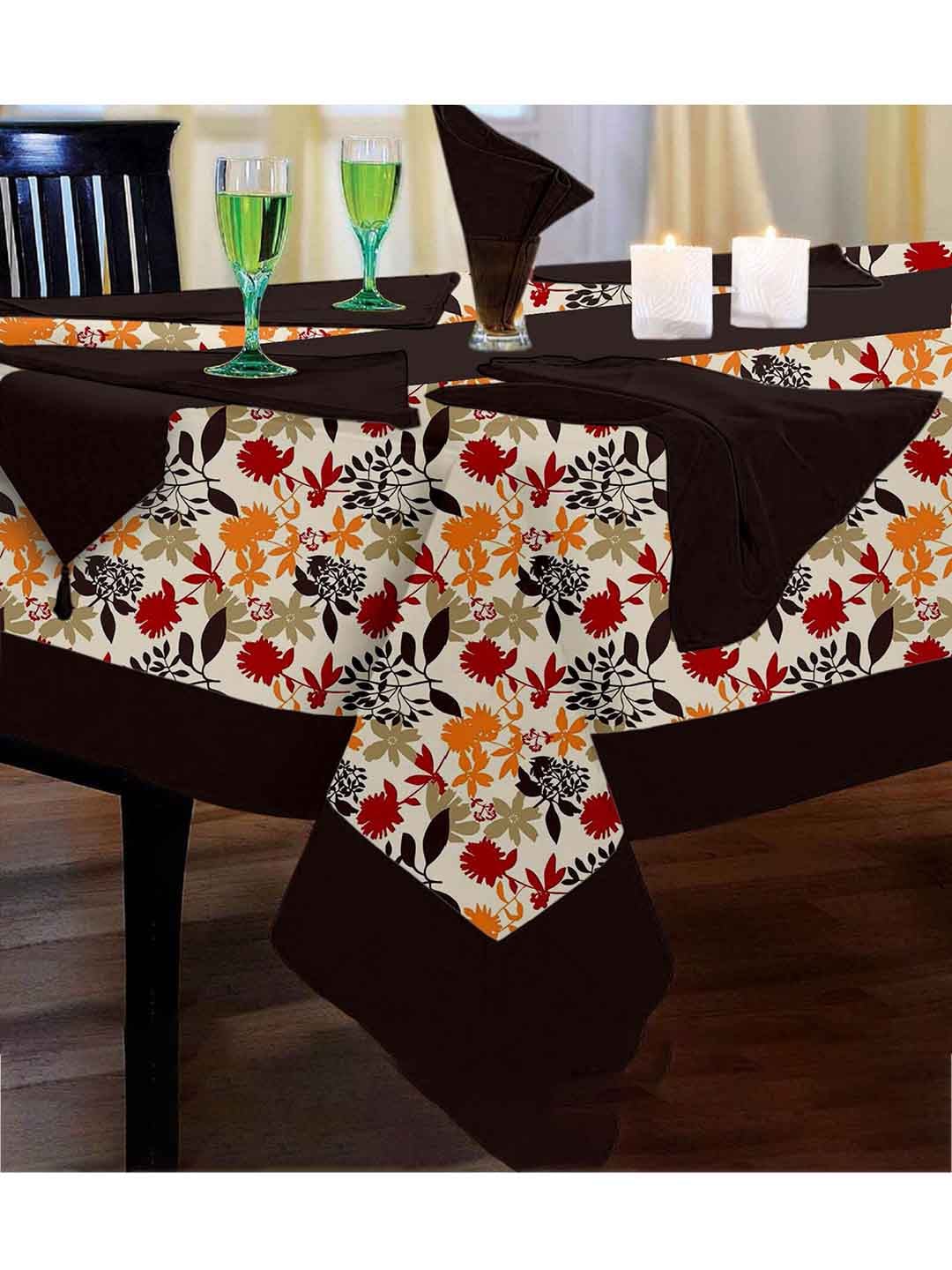 Lushomes Multi 6 Printed Seater Table Set 1 Table Cloth+1 Runner+6 Napkins- Set of 8 Price in India