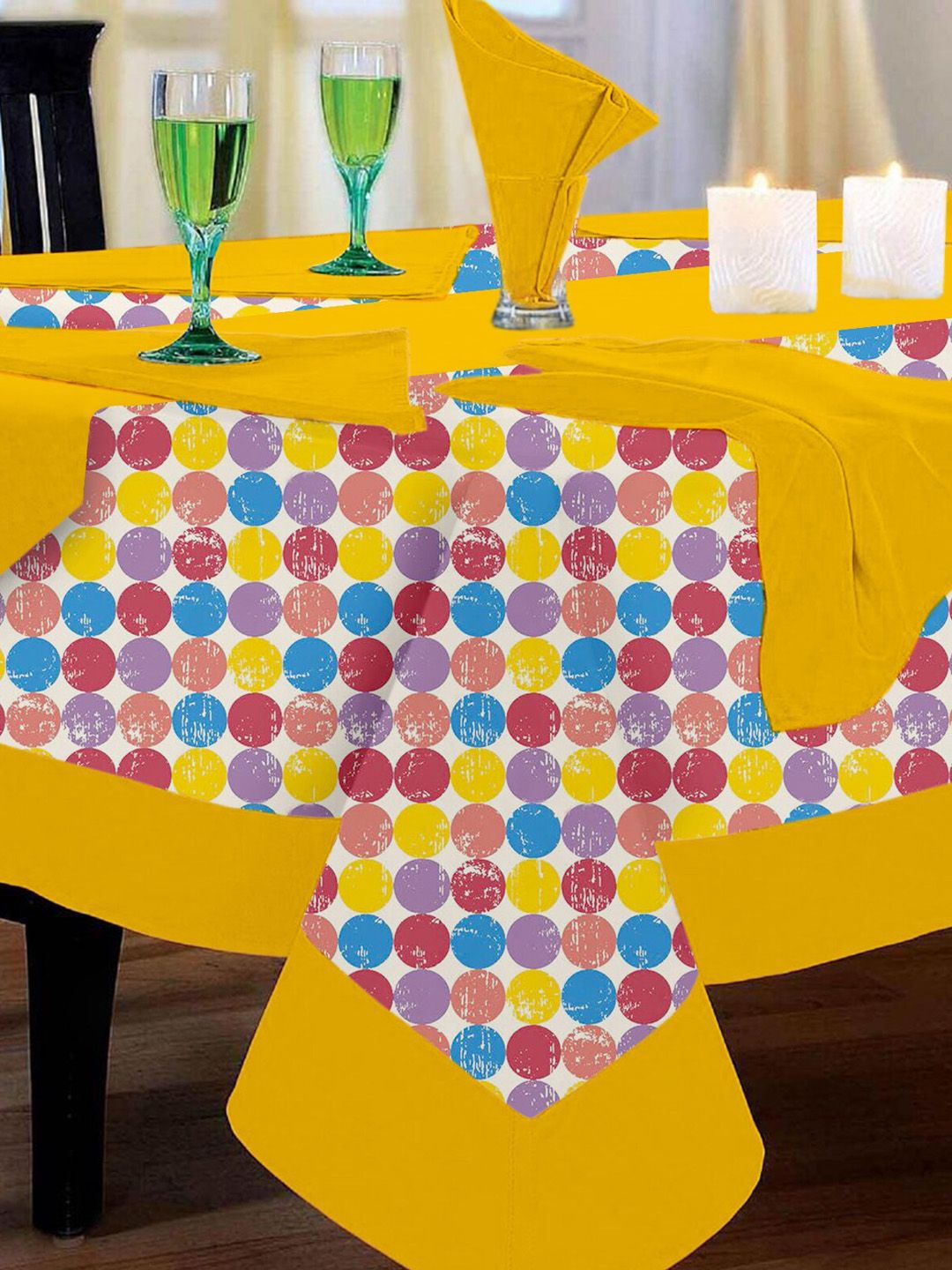 LUSHOMES Multicoloured Printed 6 Seater Table Linen Set Price in India