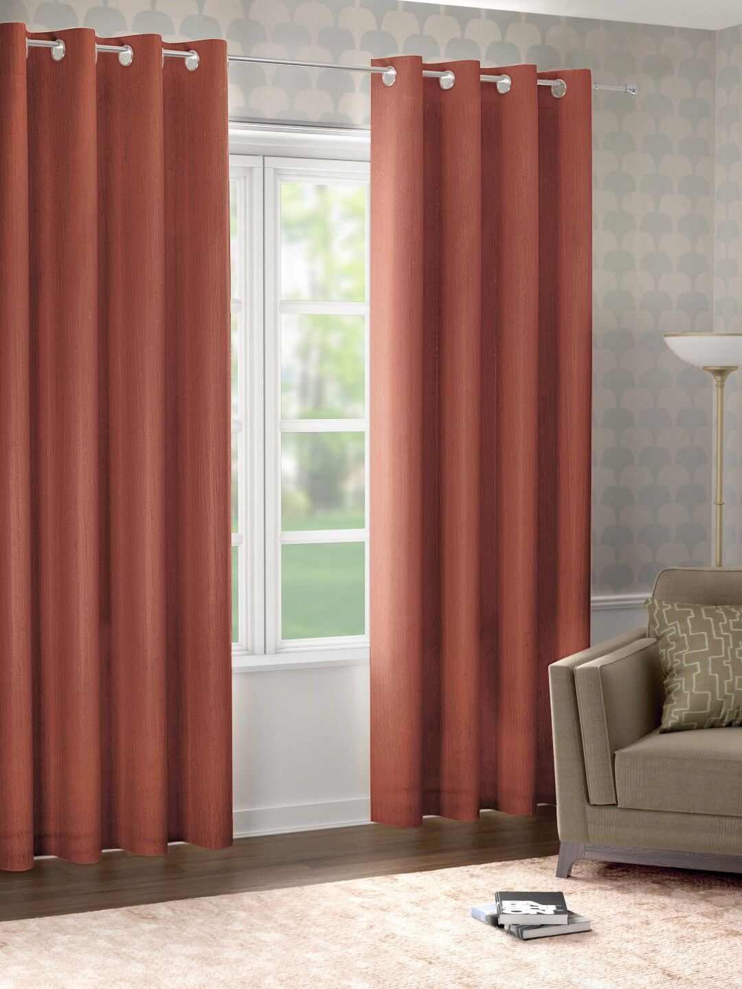 Raymond Home Set of 2 Orange Door Curtain Price in India