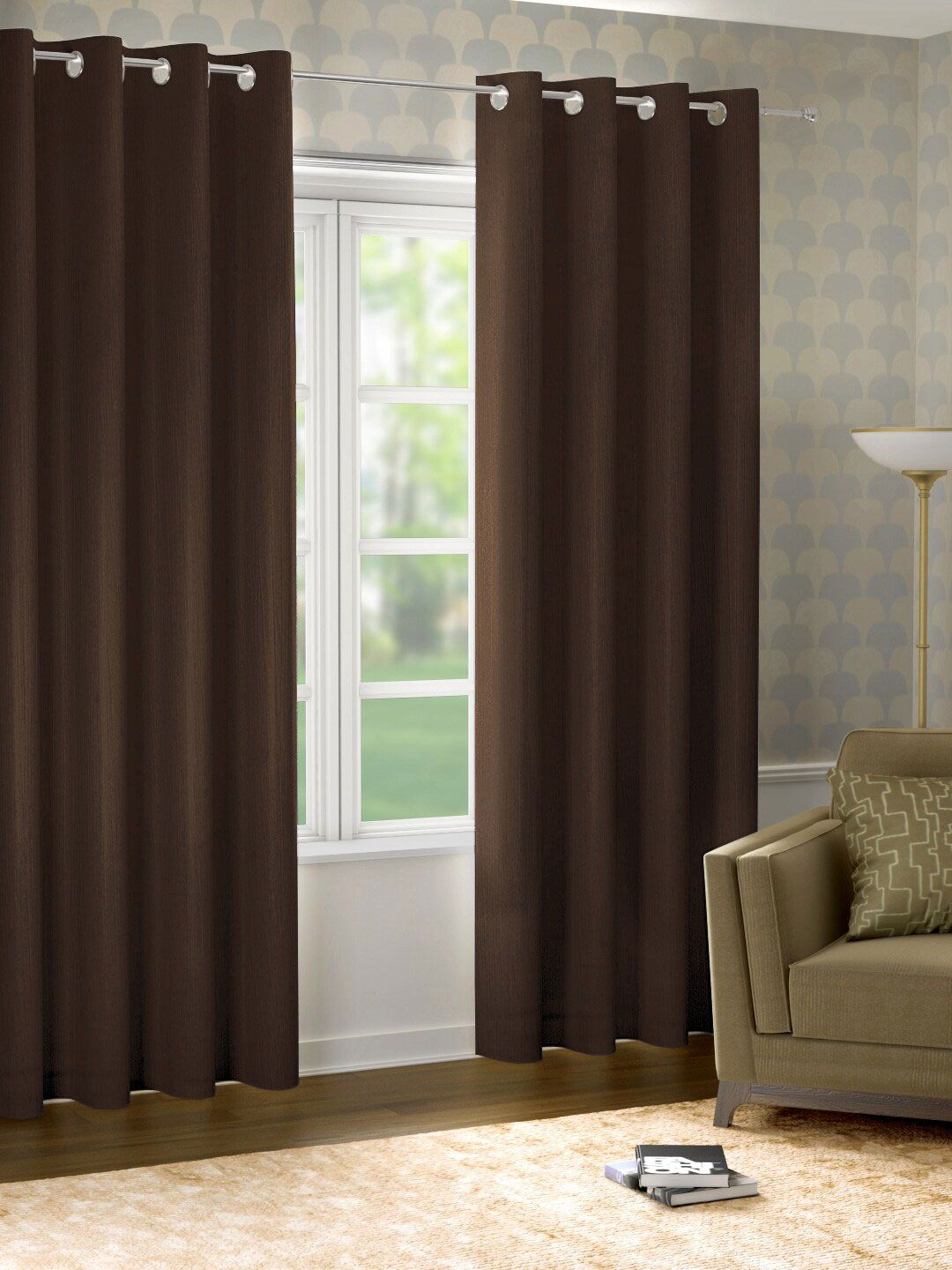 Raymond Home Brown Set of 2 Door Curtain Price in India
