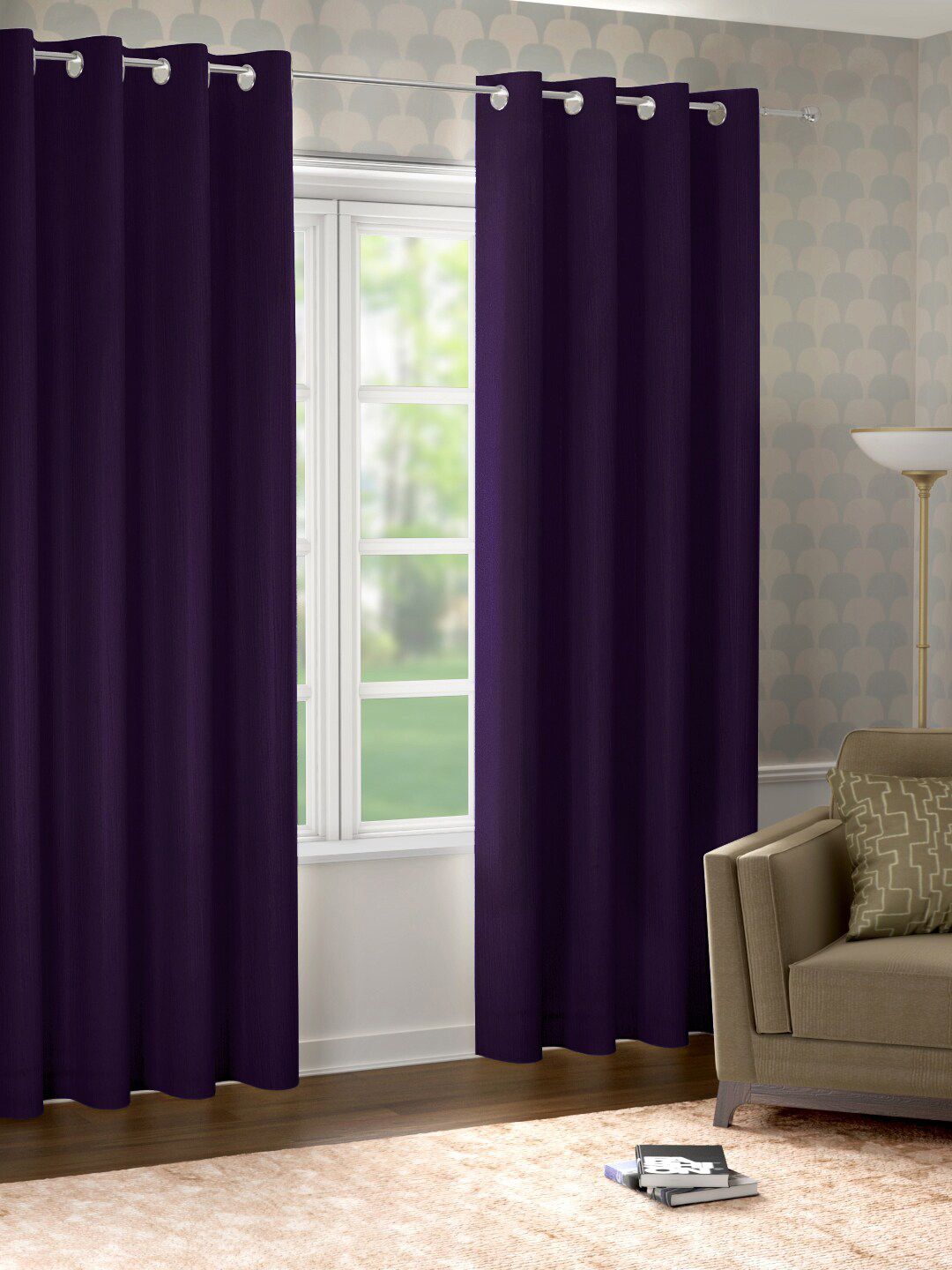 Raymond Home Purple Set of 2 Door Curtain Price in India