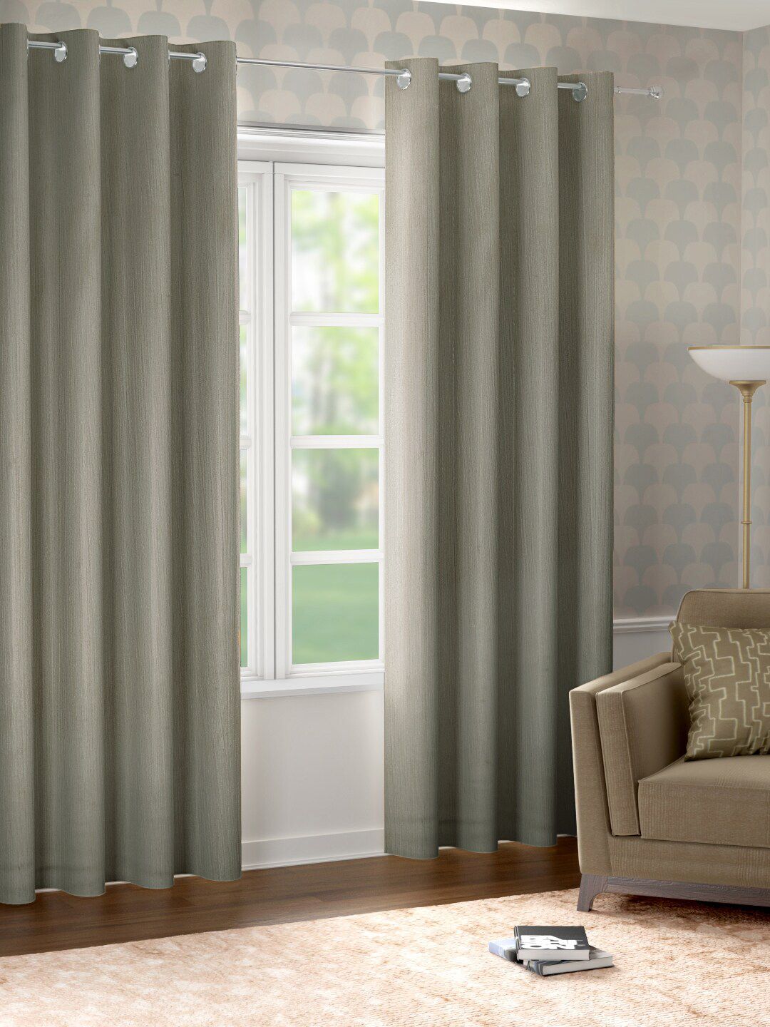 Raymond Home Grey Set of 2 Door Curtain Price in India