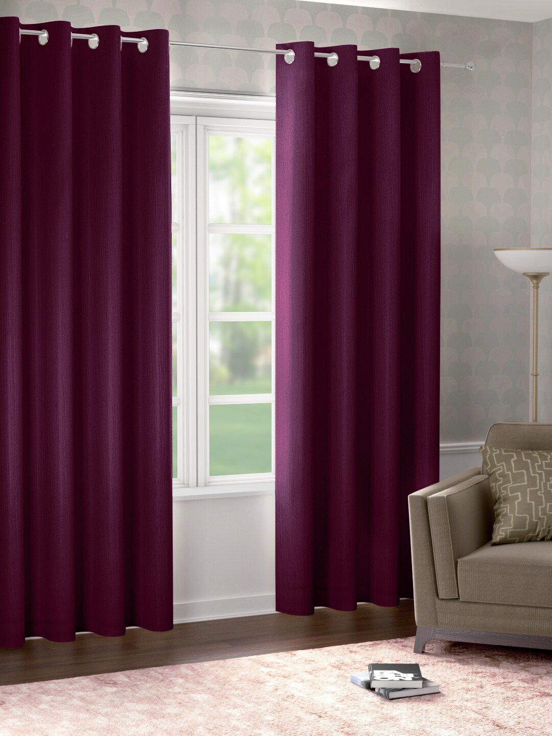 Raymond Home Purple Set of 2 Door Curtains Price in India