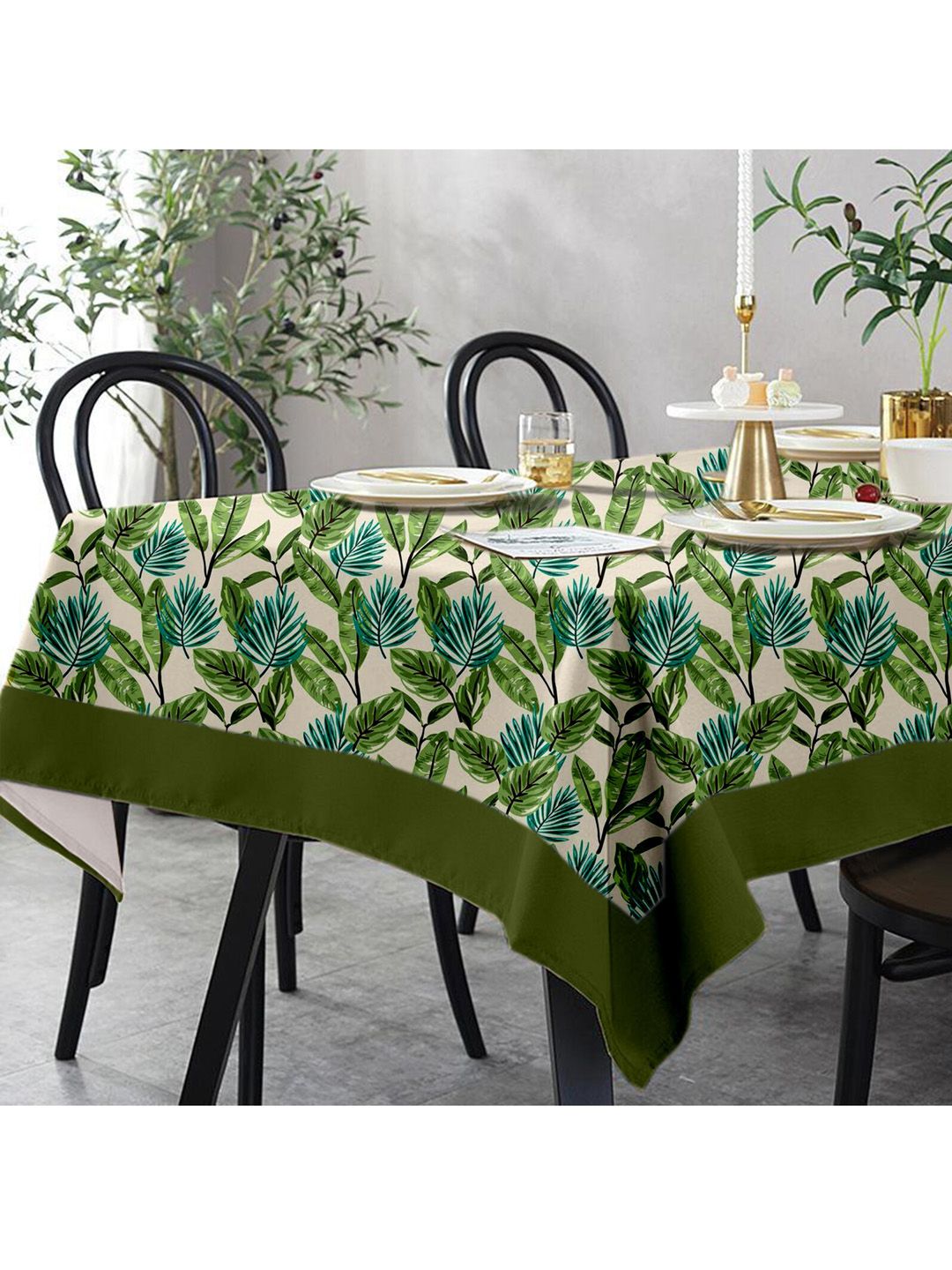 Lushomes Green 12 Seater Forest Printed Table Cloth Price in India