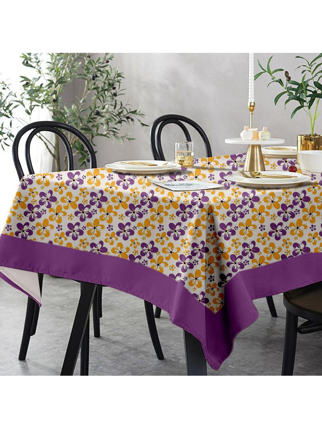 Lushomes Multi 4 Seater Shadow Printed Table Cloth Price in India