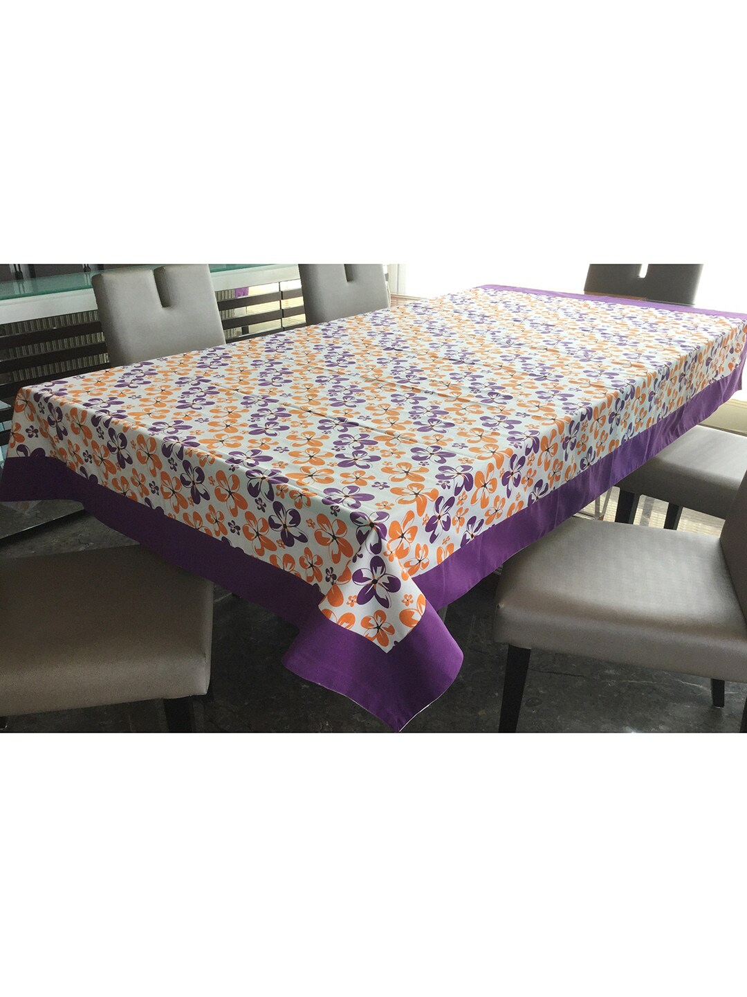 Lushomes Multicoloured Floral Print 8 Seater Table Cloth Price in India