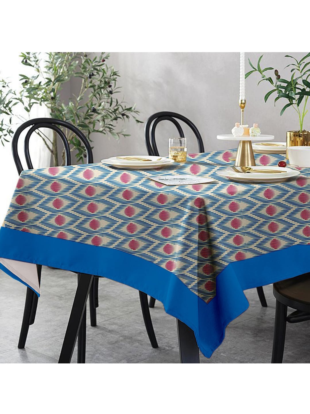 Lushomes Multi 8 Seater Diamond Printed Table Cloth Price in India