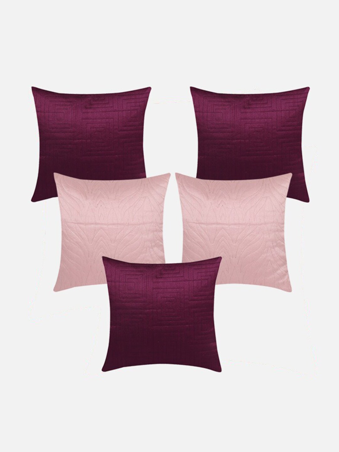 Molcha Pink & Purple Set of 5 Square Cushion Covers Price in India