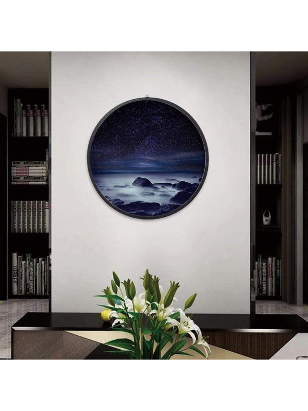 THE ARTMENT Blue Printed Large Canvas Wall Art Price in India
