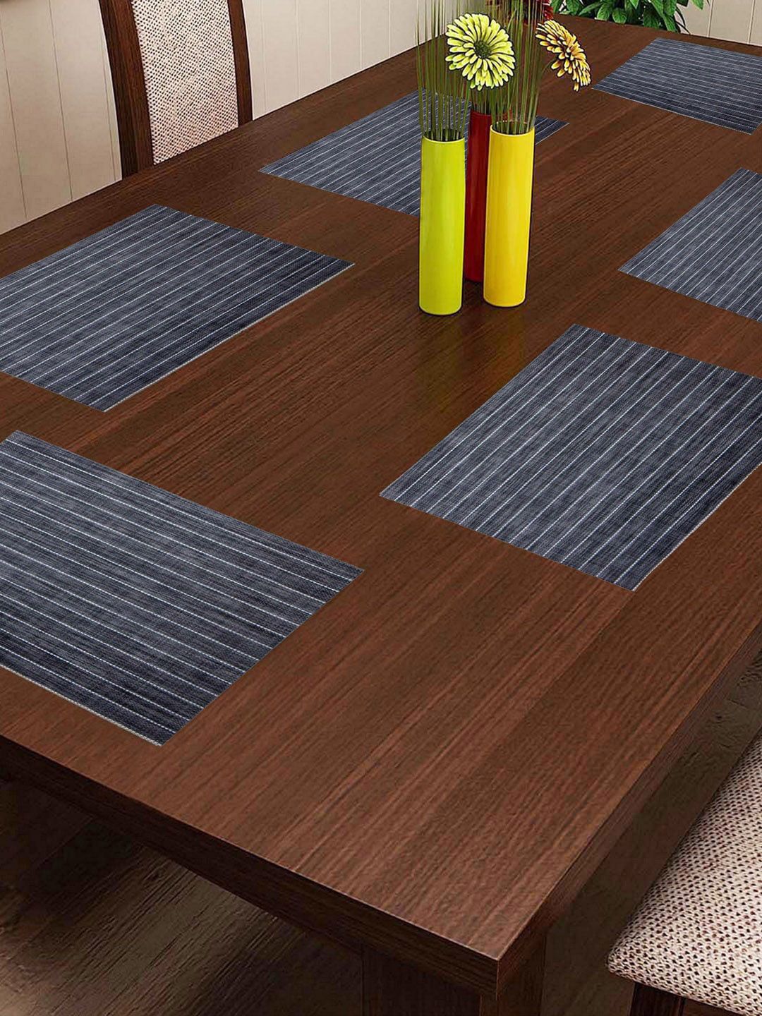 Lushomes Set of 6 Black Table Mats Price in India