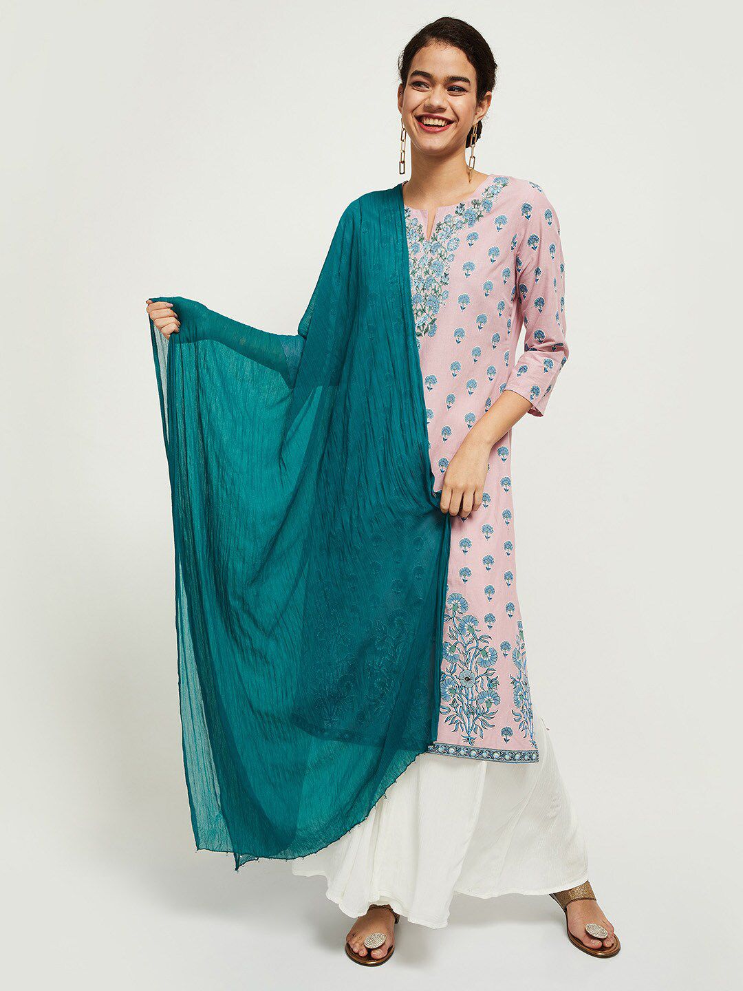 max Teal Solid Dupatta Price in India