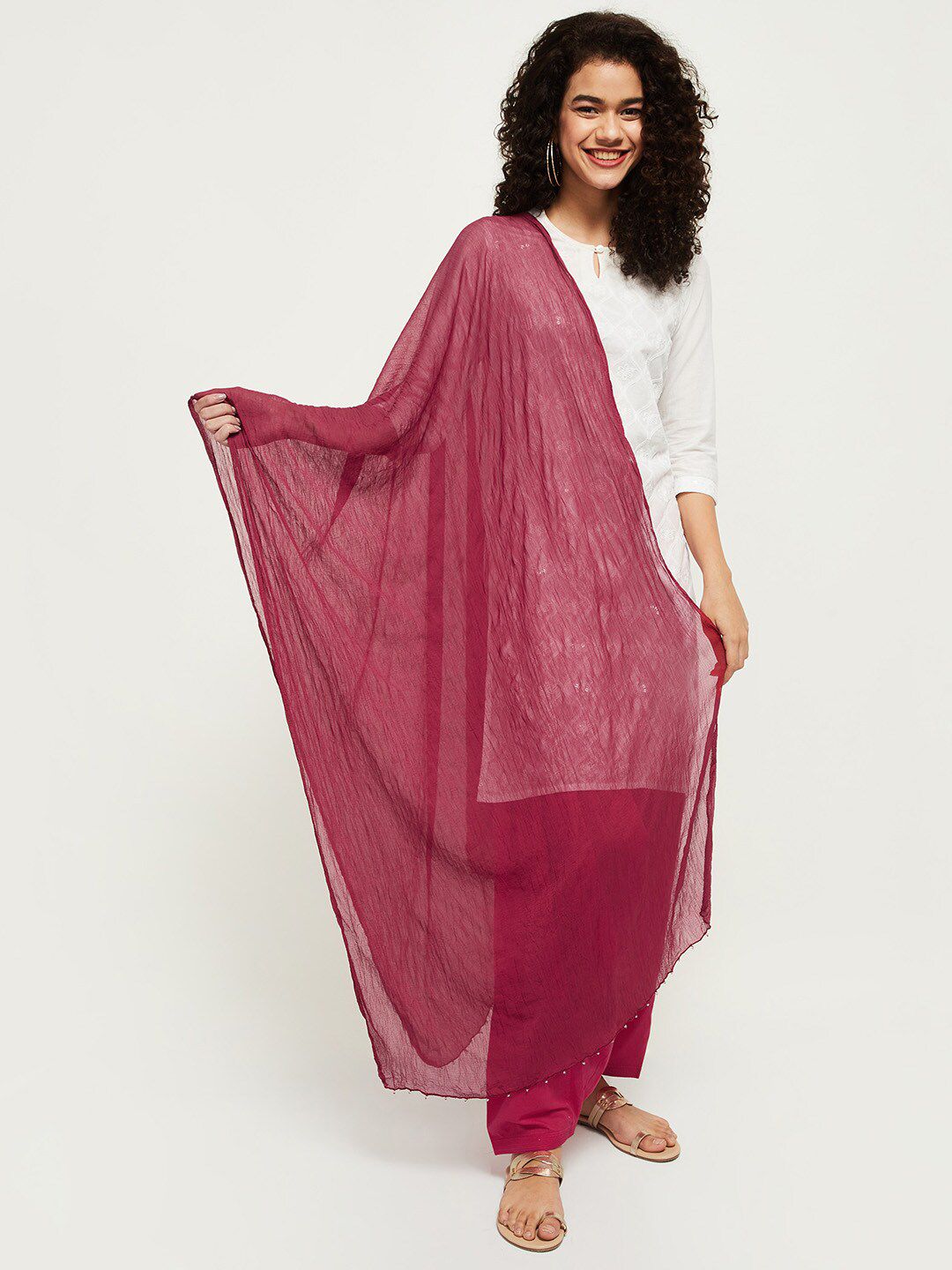 max Maroon Solid Dupatta Price in India