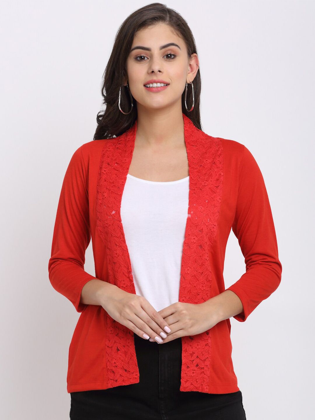 Rute Women Red Open Front Shrug Price in India