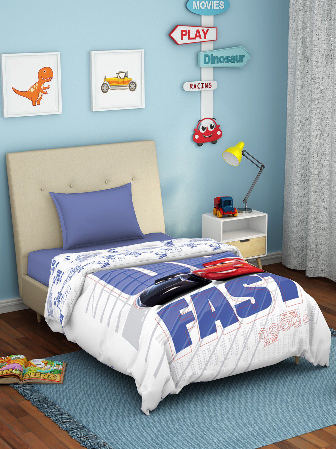 SPACES White Disney Cartoon Character Printed 180 GSM AC Room 100% Cotton Single Bed Quilt Price in India