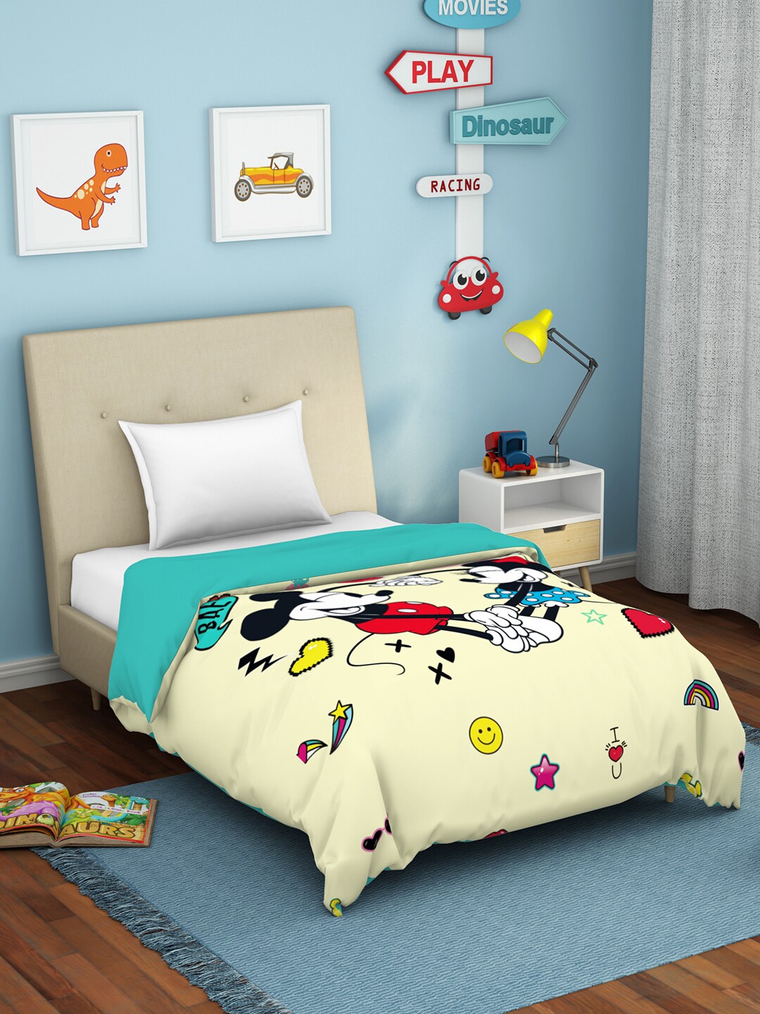 SPACES Cream-Coloured Cartoon Characters 180 GSM AC Room 100% Cotton Single Bed Dohar Price in India