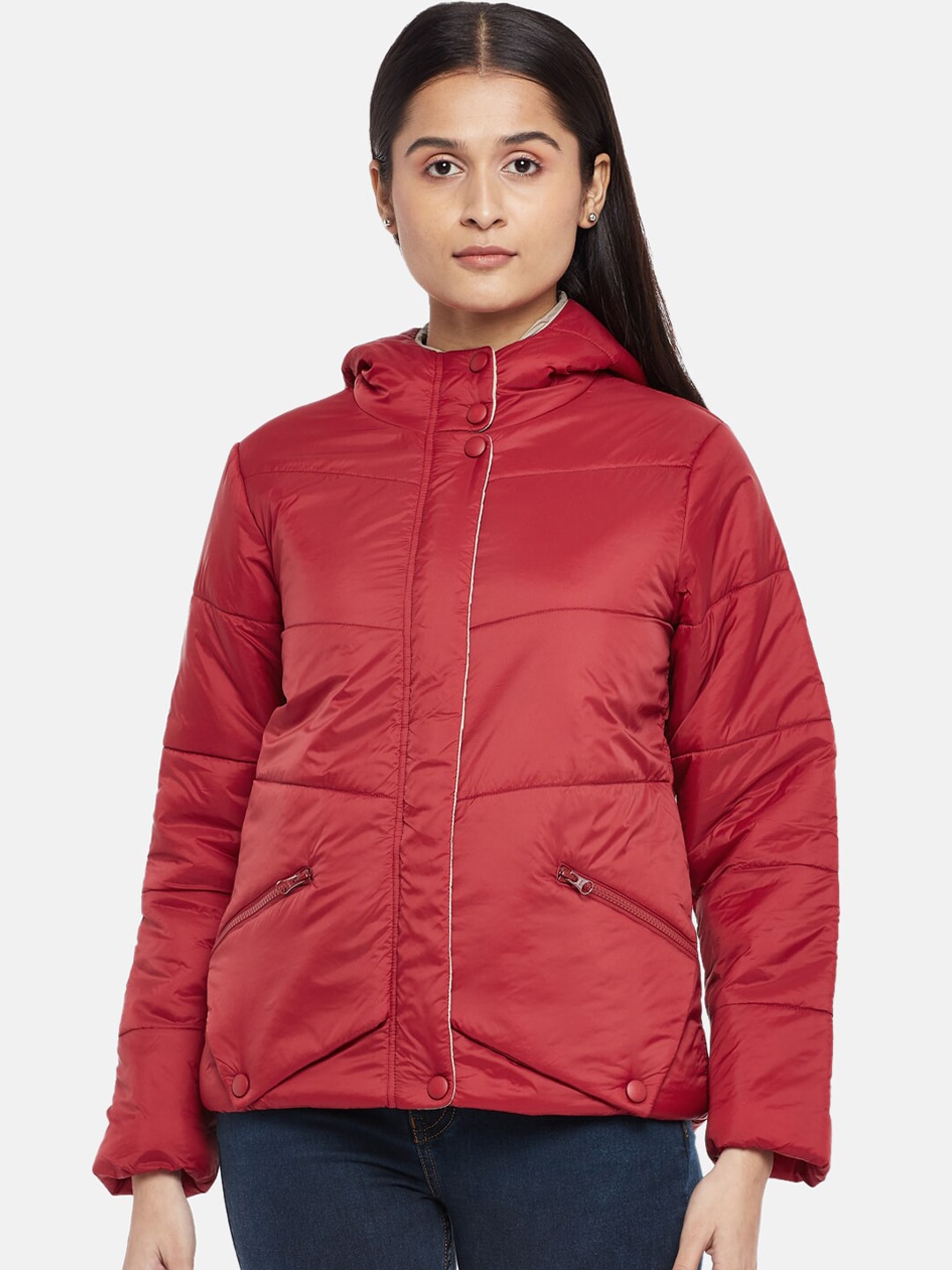 People Women Red Tailored Jacket Price in India