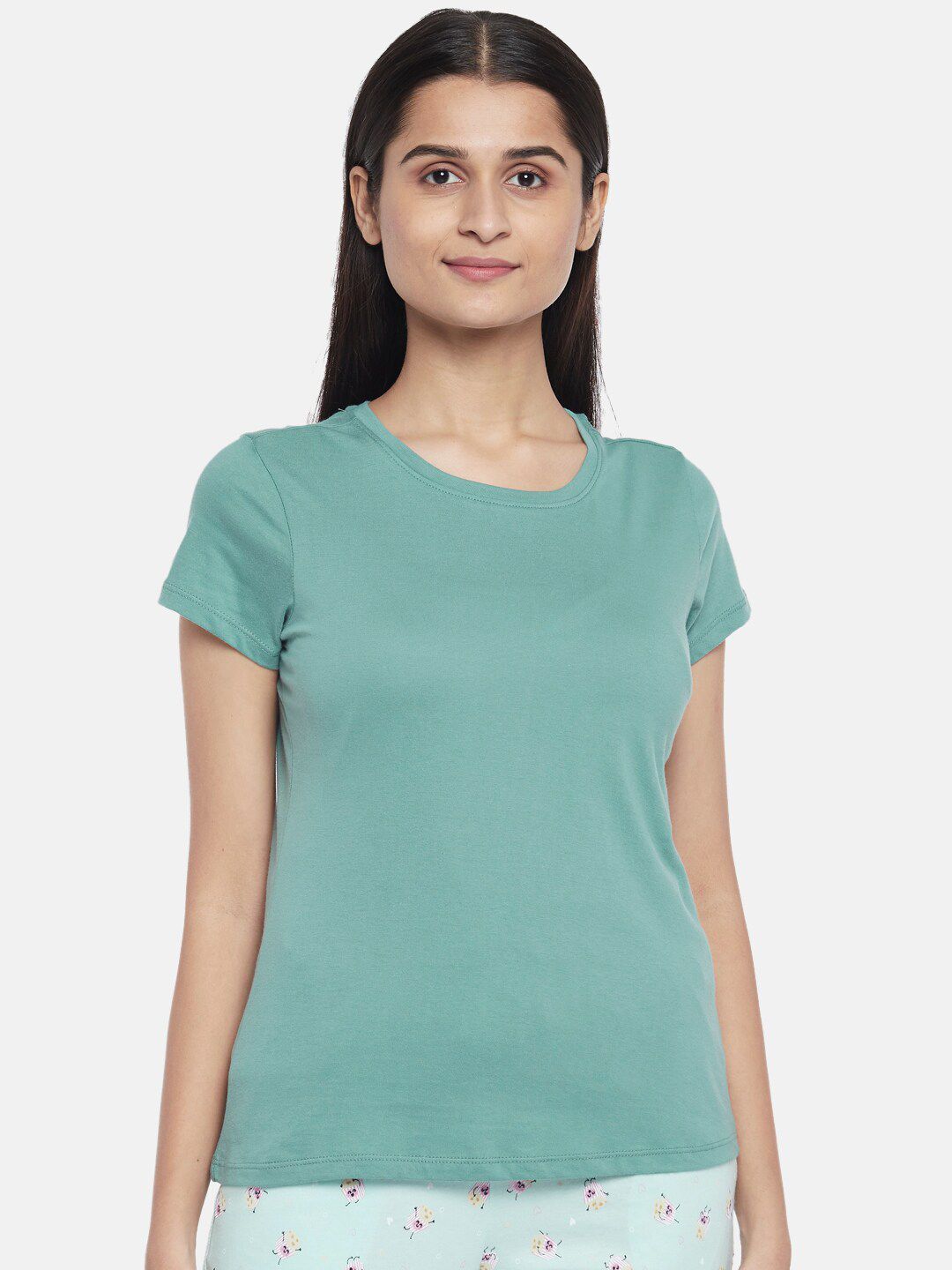 Dreamz by Pantaloons Green Pure Cotton Regular Lounge tshirt Price in India