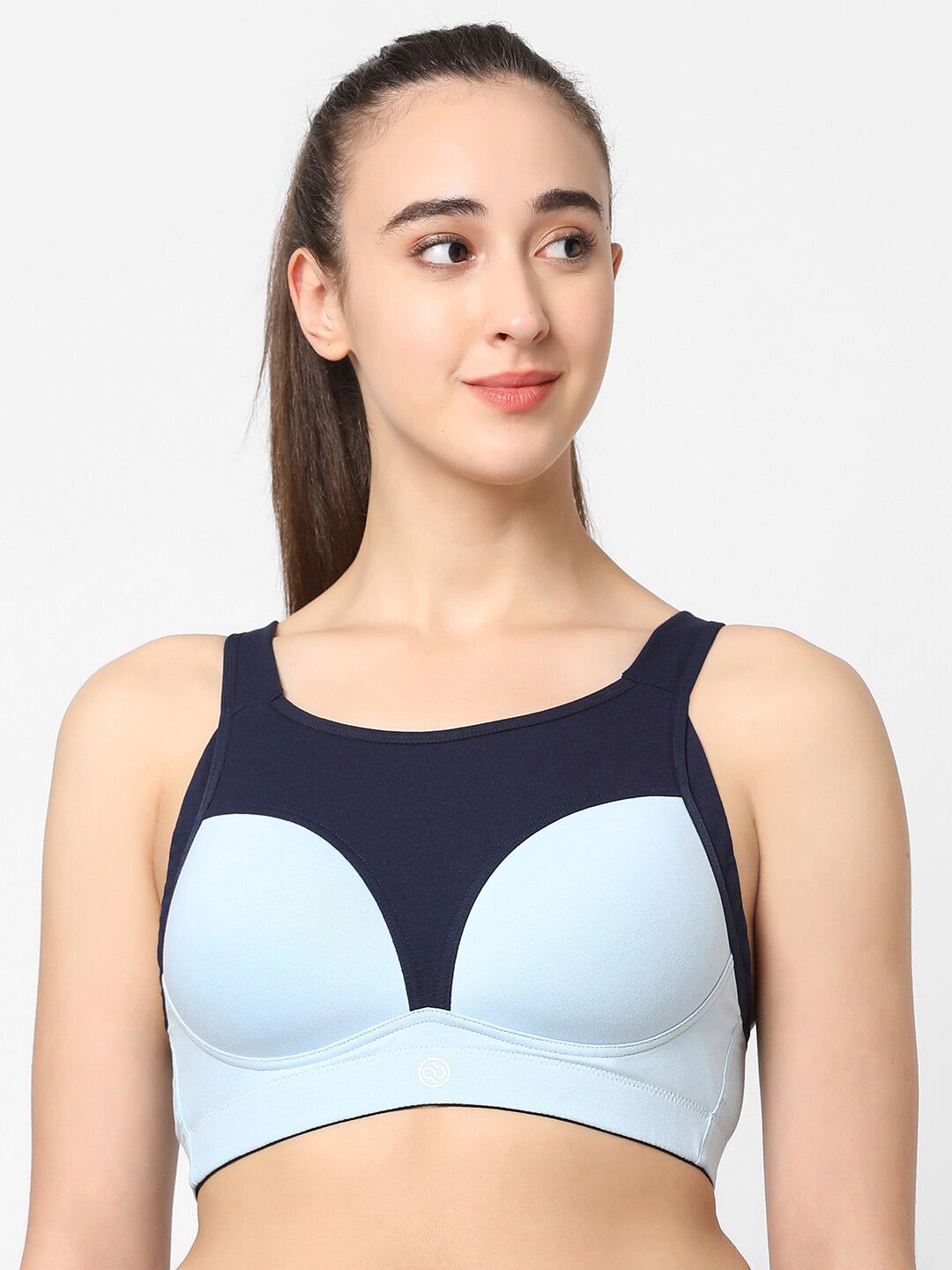 Soie Blue & Black Colourblocked Workout Bra Lightly Padded CB-905ASURF Price in India