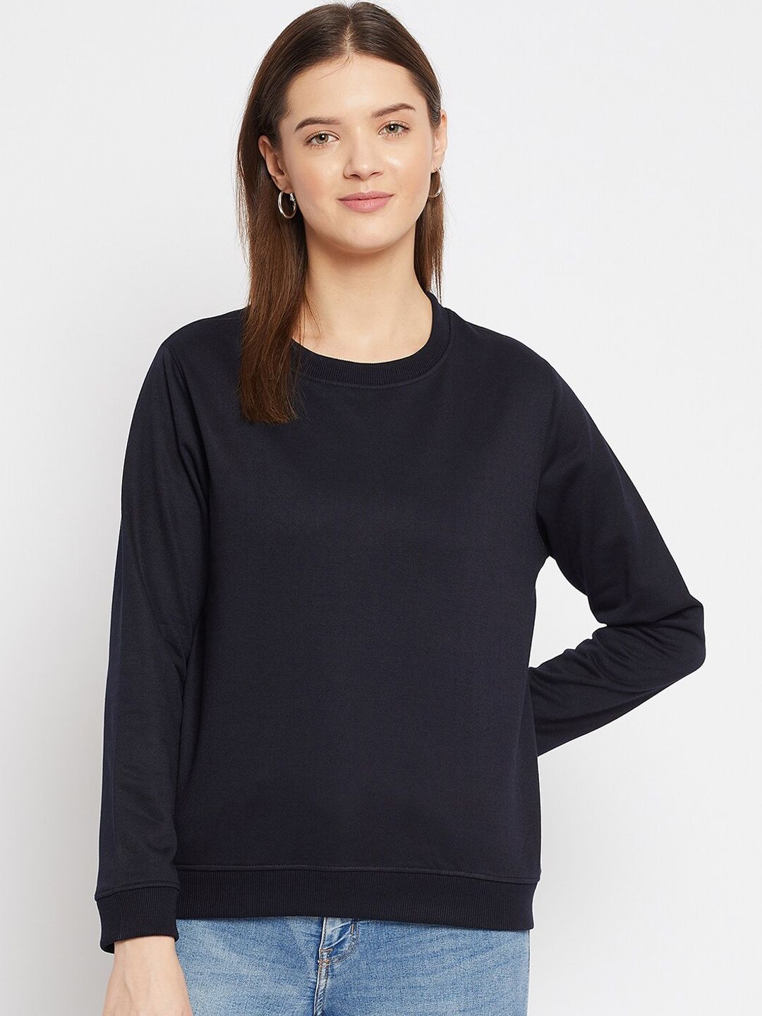 FRENCH FLEXIOUS Women Navy Blue Sweatshirt Price in India