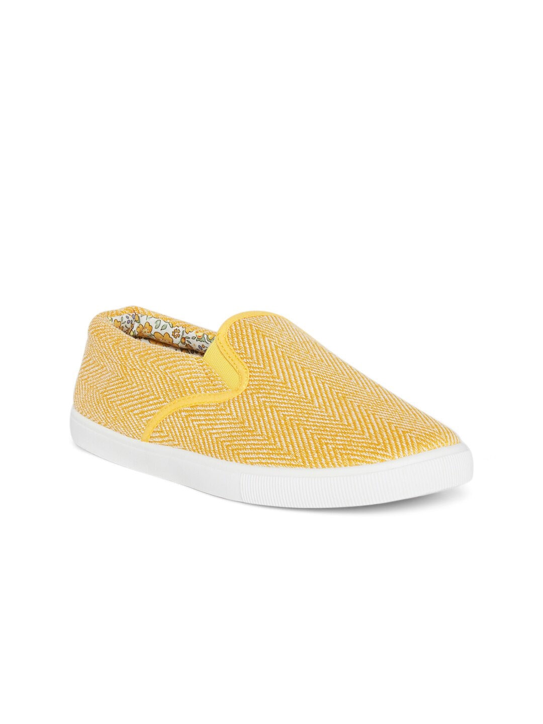 Forever Glam by Pantaloons Women Yellow Woven Design Slip-On Sneakers Price in India