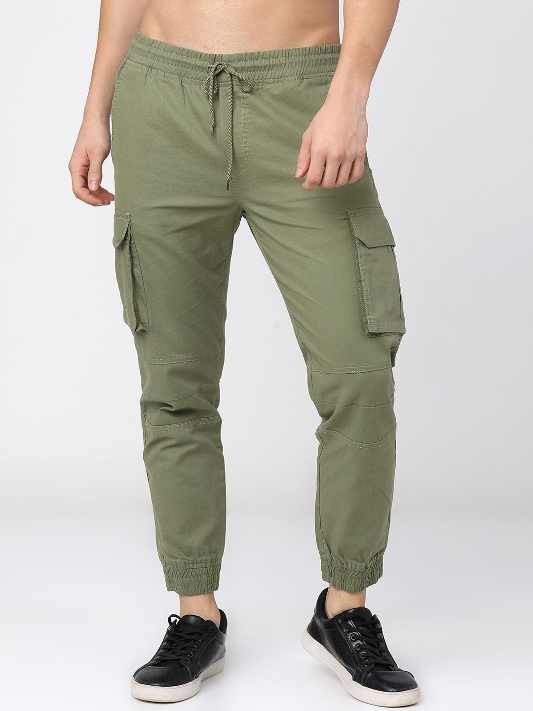 HIGHLANDER Men Olive Slim Fit Joggers Trousers deal from myntra
