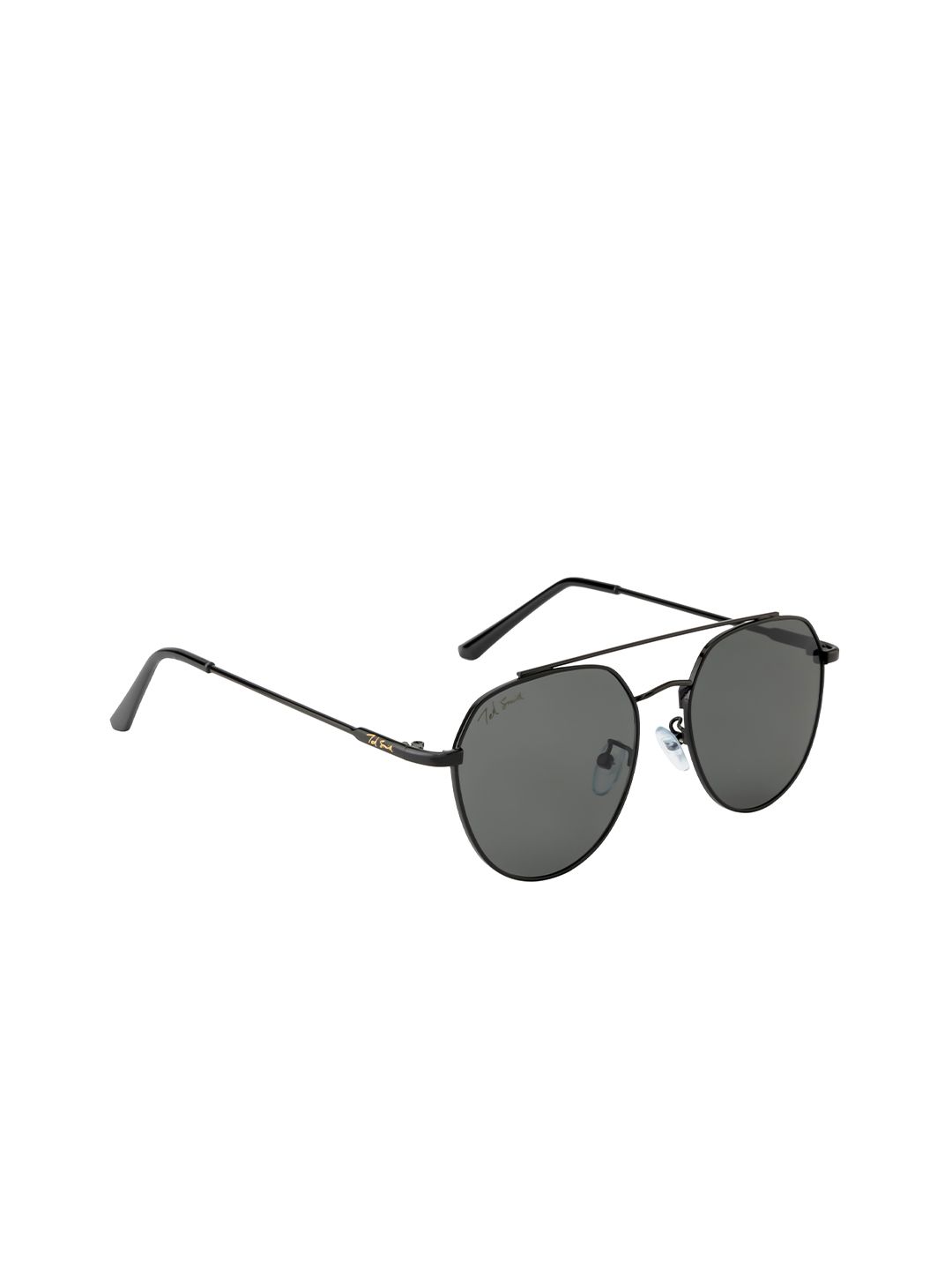 Ted Smith Unisex Grey Lens & Black Aviator Sunglasses with UV Protected Lens Price in India