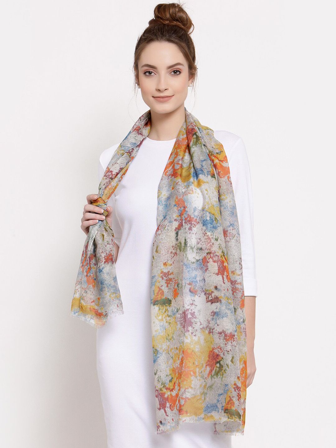 J Style Women Multicoloured Abstract Printed Cotton Stole Price in India