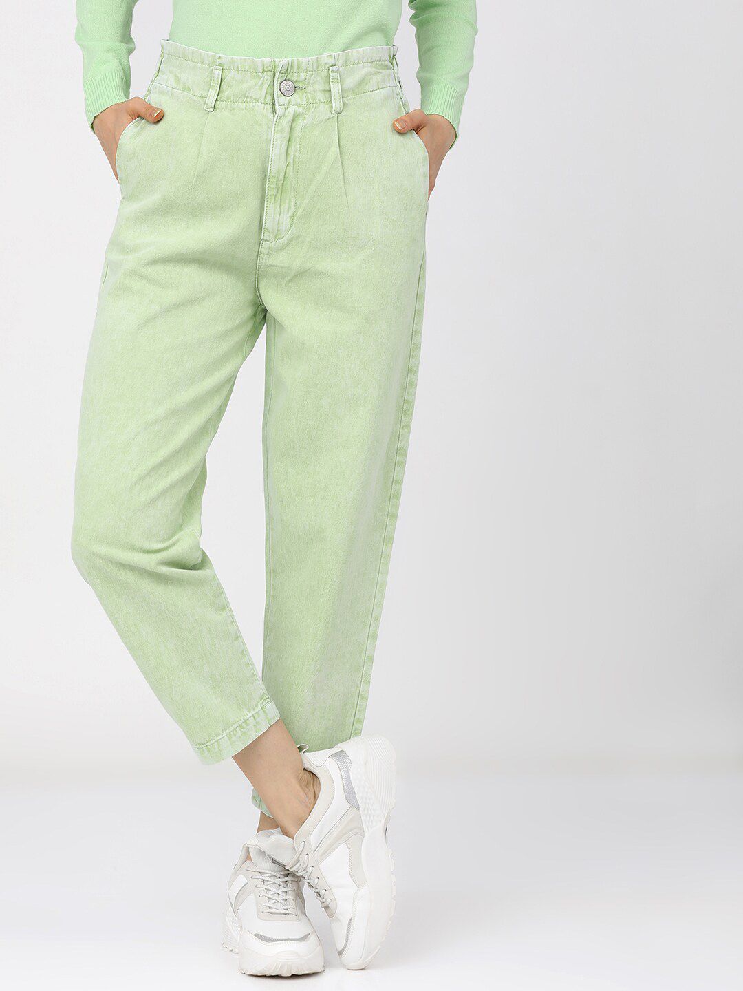 Tokyo Talkies Women Green High-Rise Stretchable Jeans Price in India