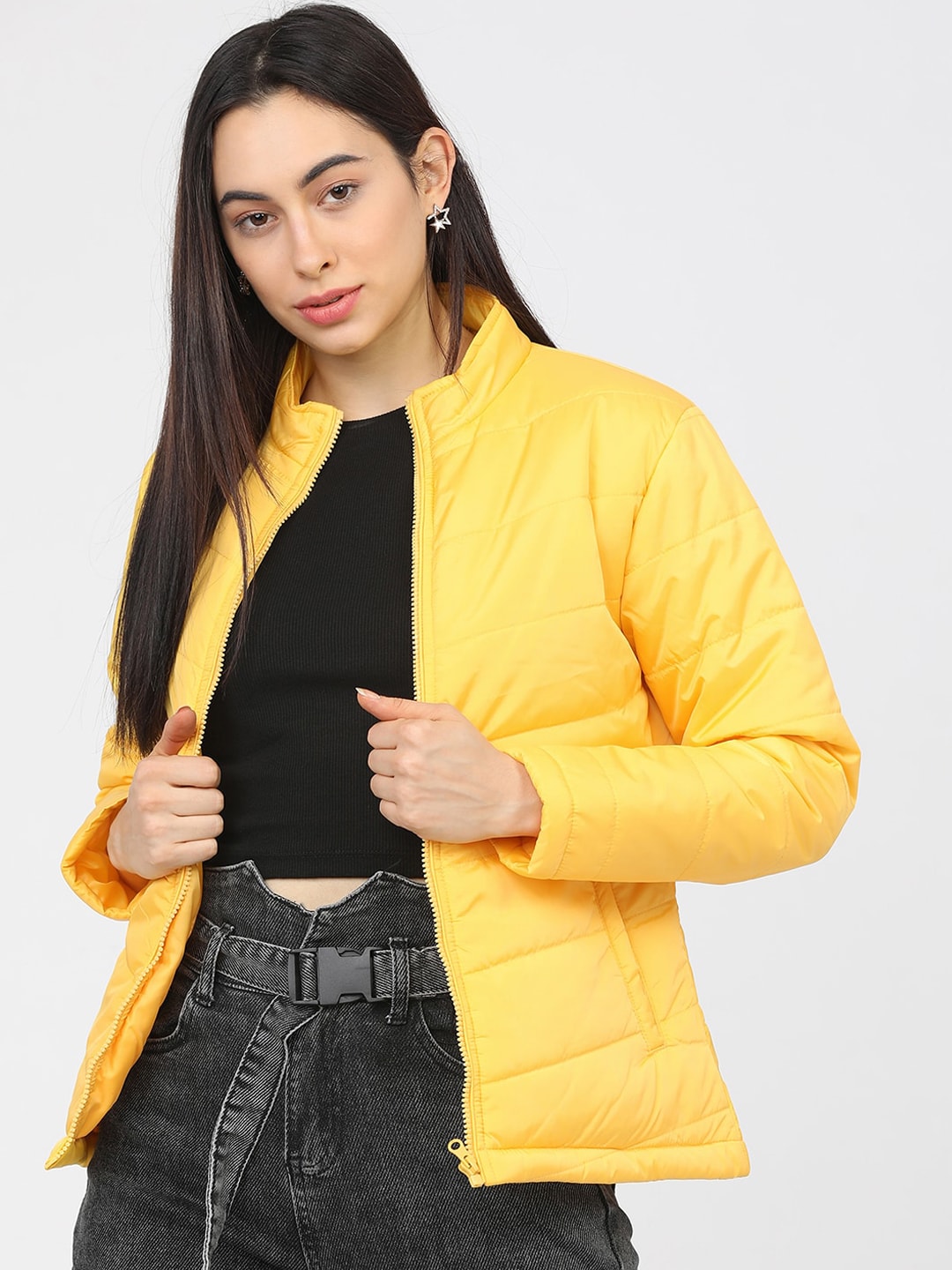 Tokyo Talkies Women Yellow Padded Jacket Price in India