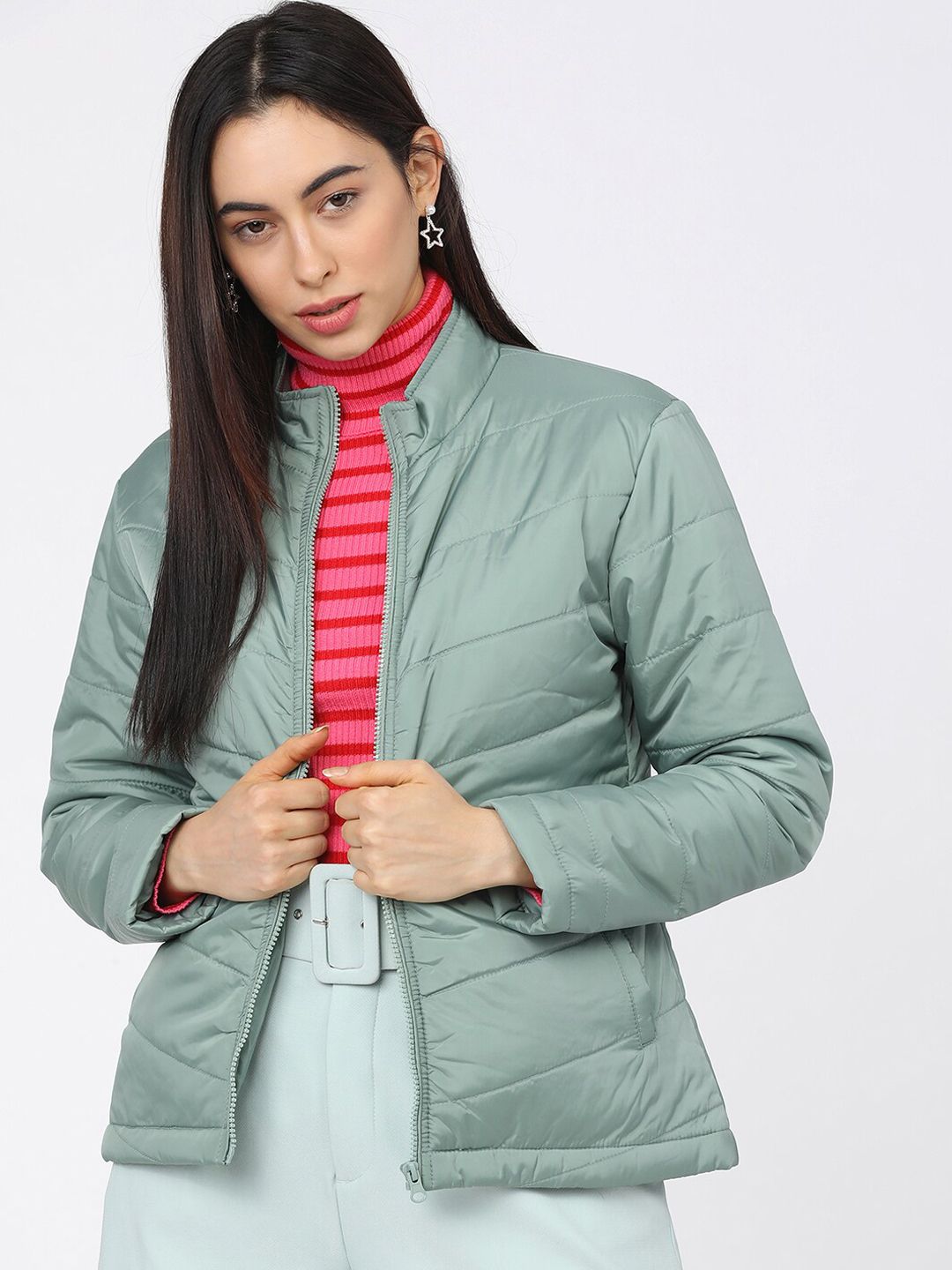 Tokyo Talkies Women Green Padded Jacket Price in India