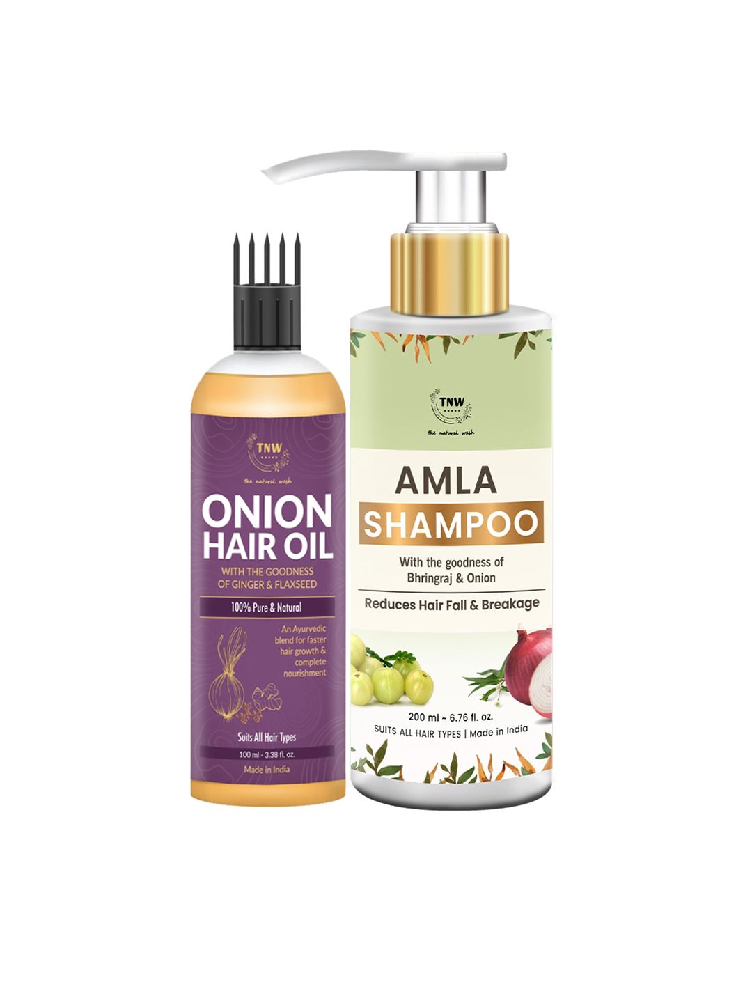 TNW the natural wash Pack of Amla Shampoo and Onion Hair Oil for Strong and Healthy Hair Price in India