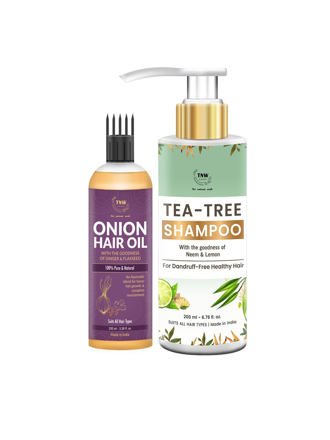 TNW the natural wash Set of 2 Tea Tree Shampoo & Onion Oil for Dandruff-Free Strong Hair Price in India