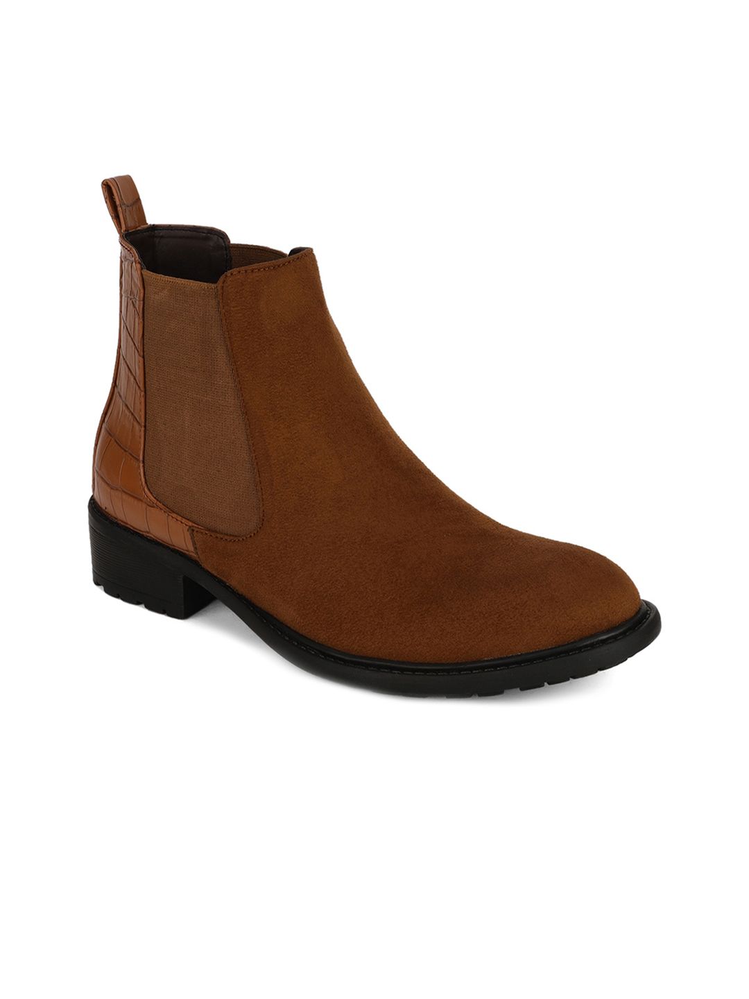 Bruno Manetti Camel Brown Suede Block Heeled Boots Price in India
