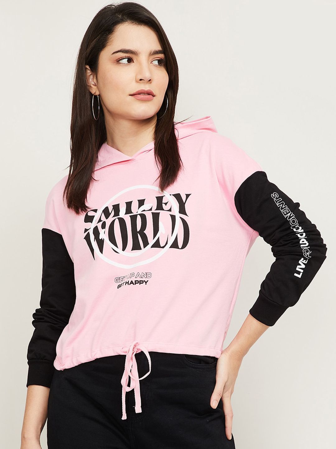 SmileyWorld Women Pink Printed Sweatshirt Price in India