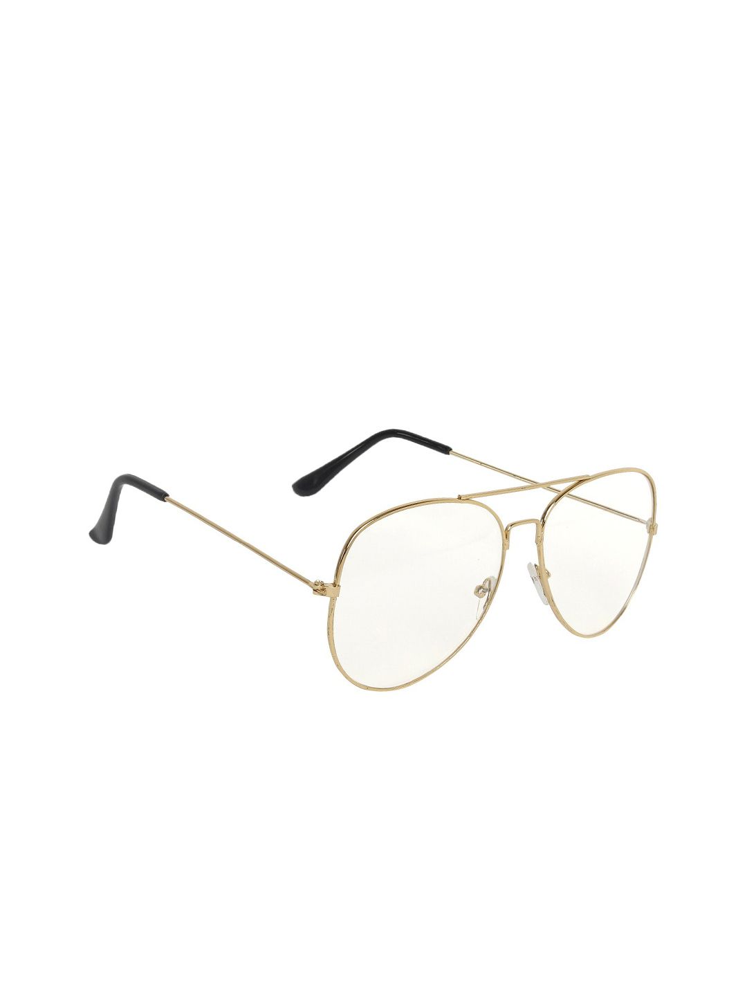 ALIGATORR Unisex Clear Lens & Gold-Toned Aviator Sunglasses with UV Protected Lens AGR_AVI Price in India