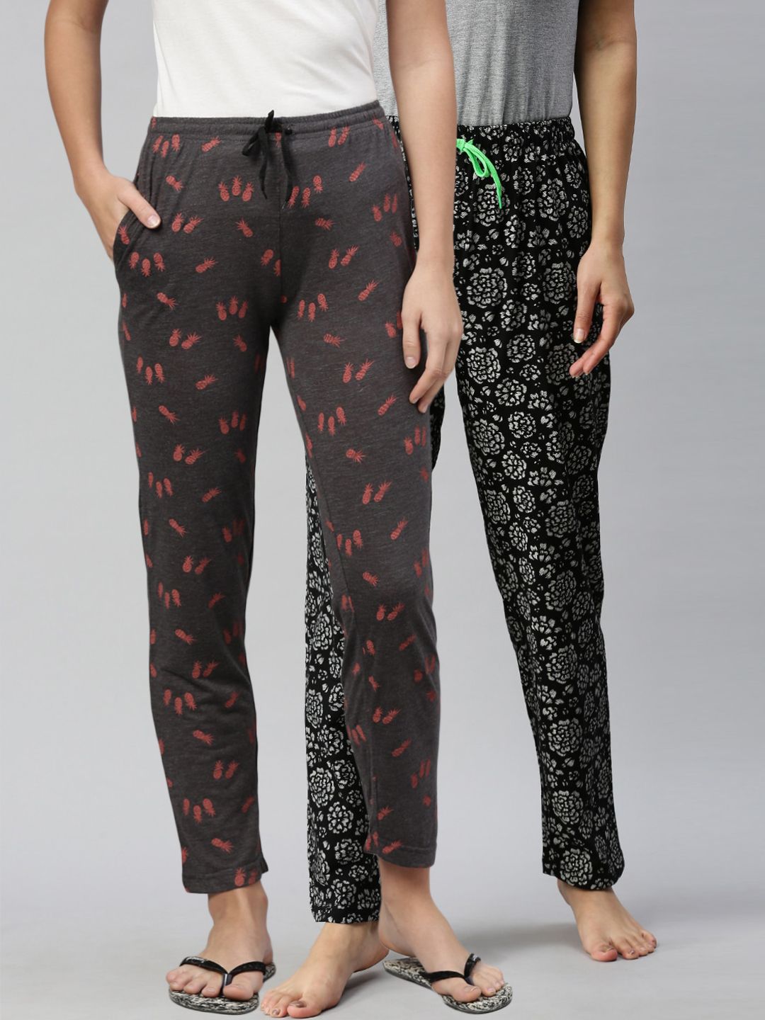 Kryptic Women Pack of 2 Printed Pure Cotton Lounge Pants Price in India