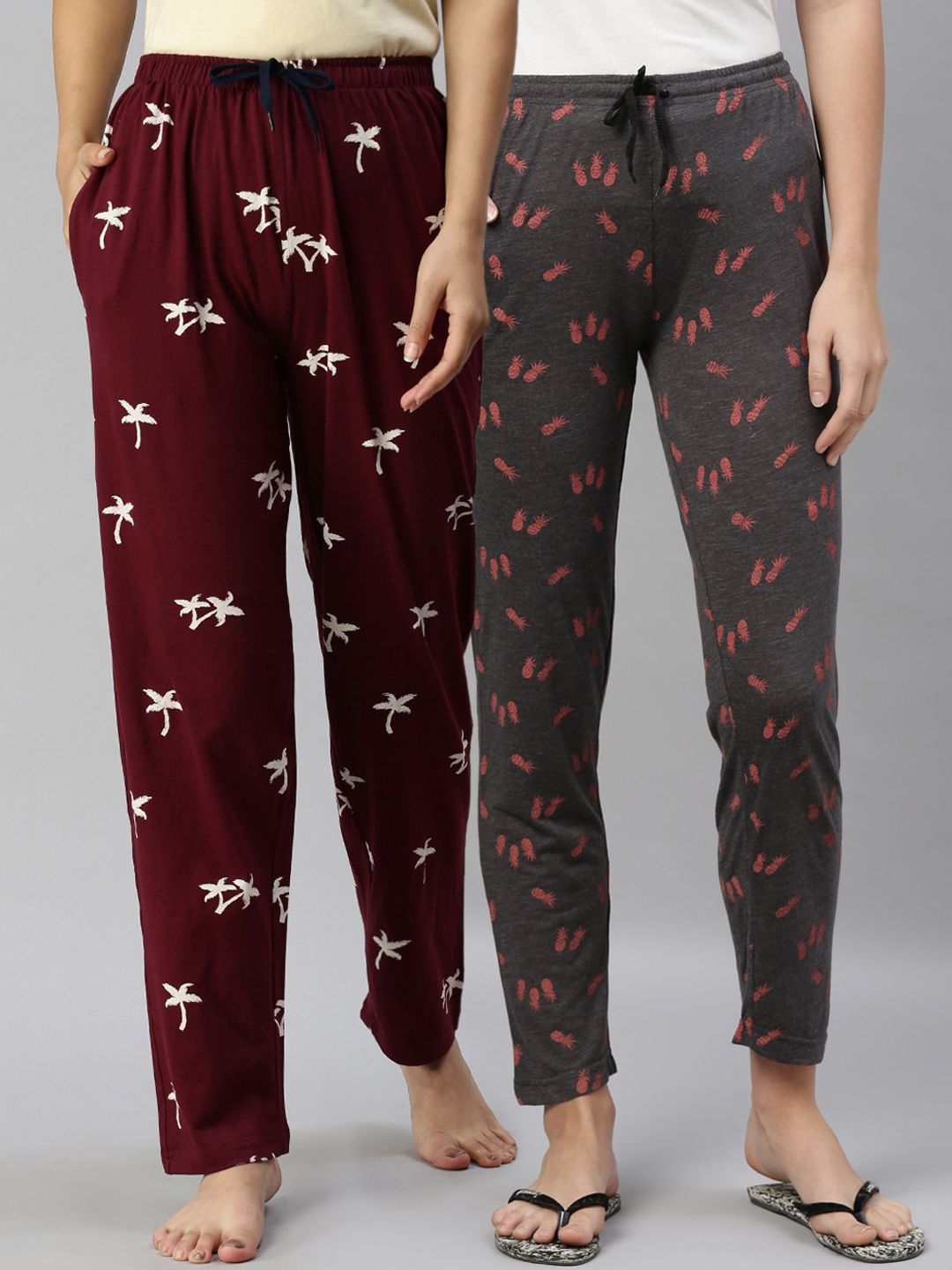 Kryptic Women Pack of 2 100% Cotton Printed Lounge Pants Price in India