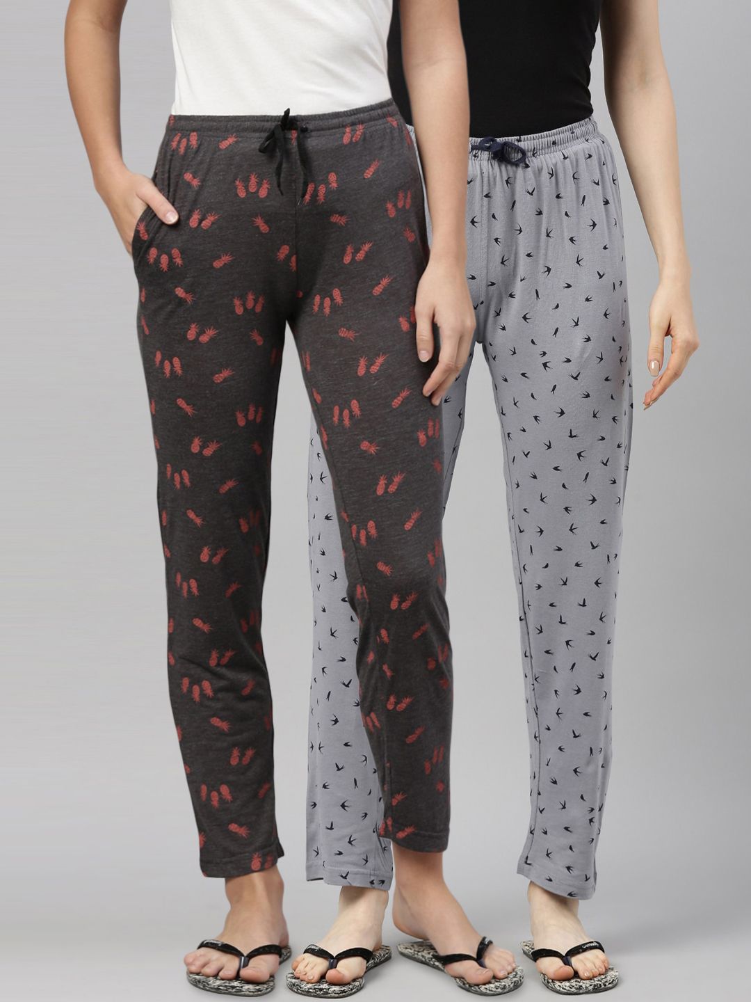 Kryptic Women Pack of 2 100% Cotton Printed Lounge Pants Price in India