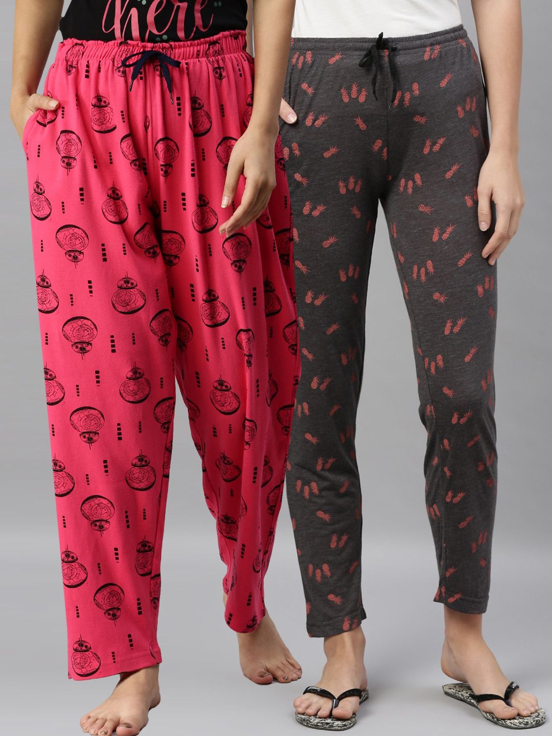 Kryptic Women Pack of 2 100% Cotton Printed Lounge Pants Price in India