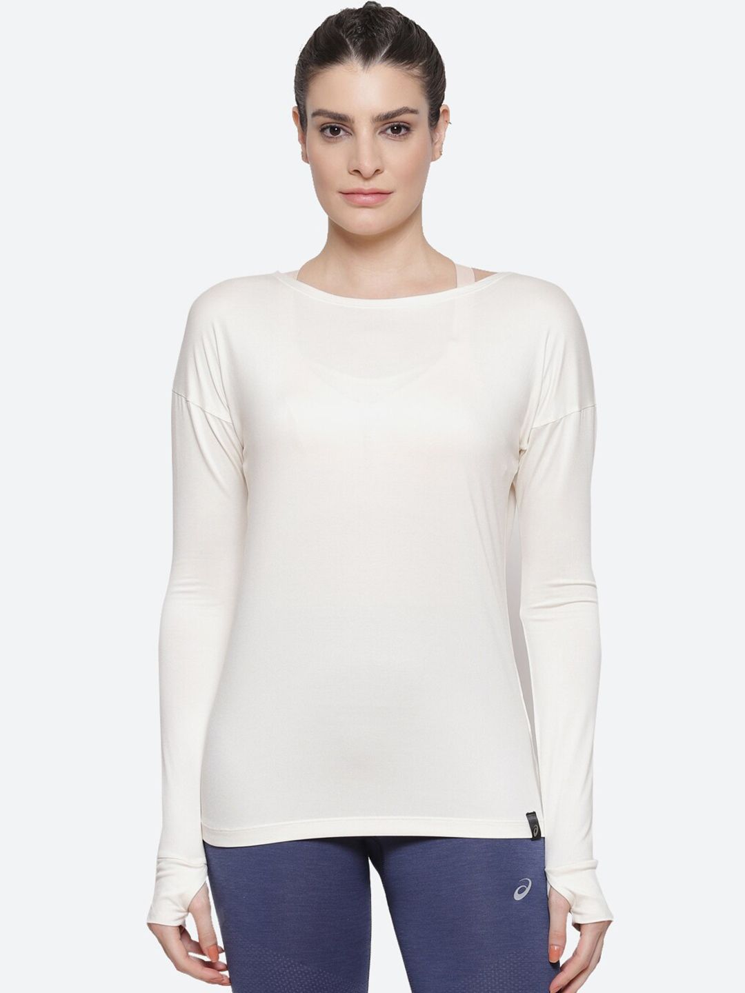 ASICS Women Off White Drop-Shoulder Sleeves W LS Training T-shirt Price in India